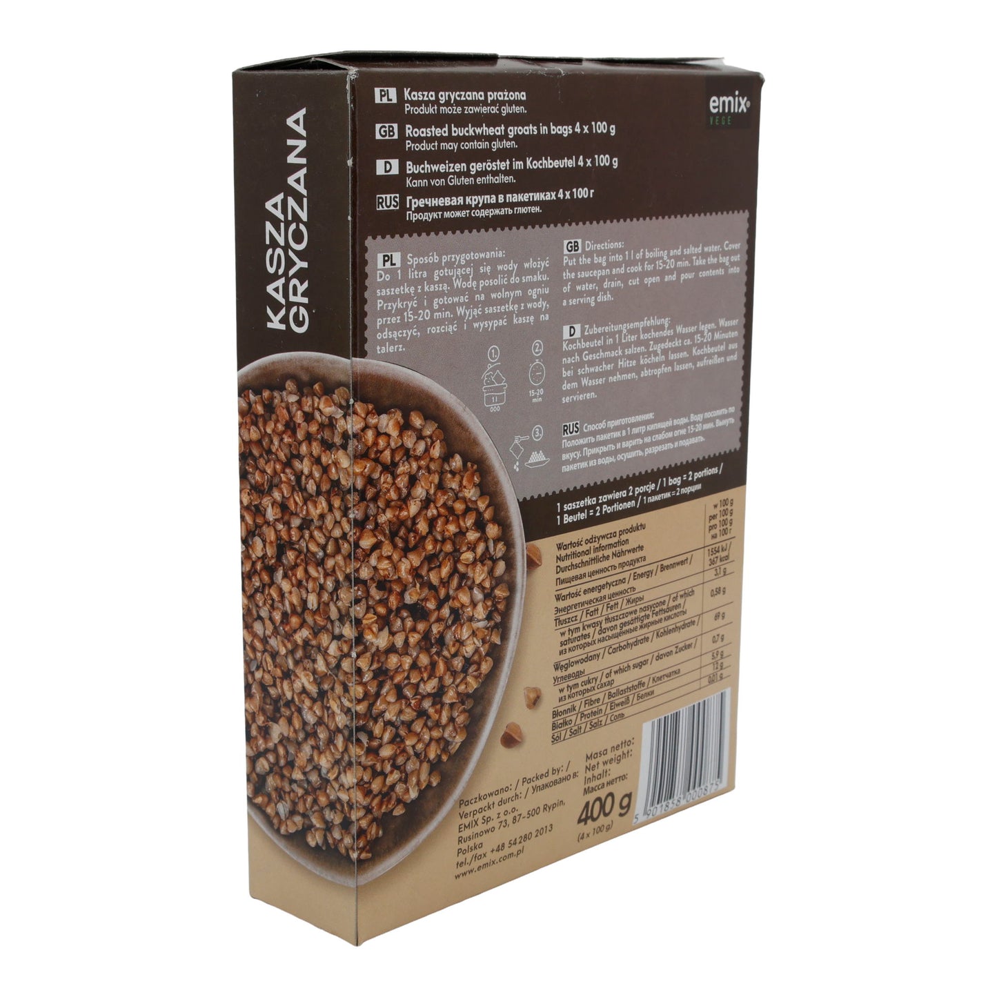 Emix de sarrasin | Gryczana Kasza | Grillé, préparation rapide, sachet cuisson | 400 g