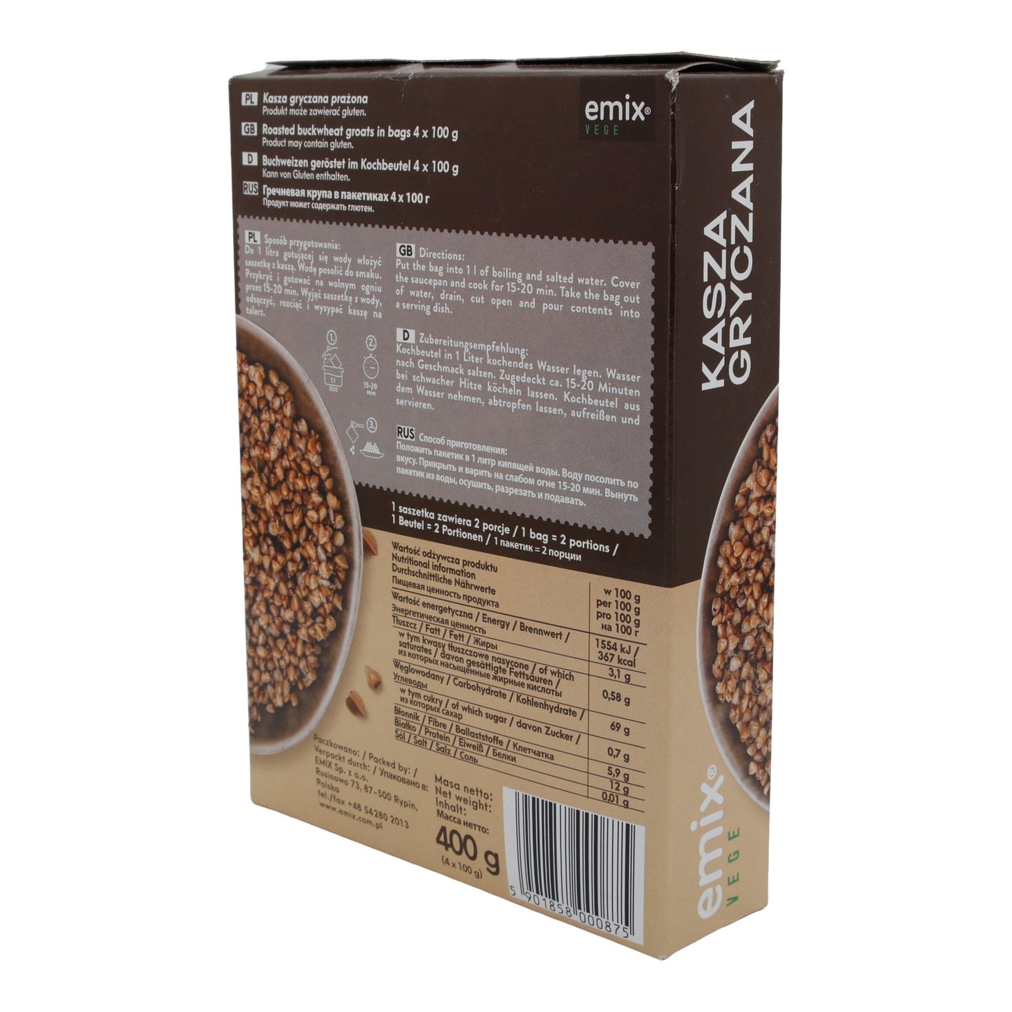 Emix de sarrasin | Gryczana Kasza | Grillé, préparation rapide, sachet cuisson | 400 g