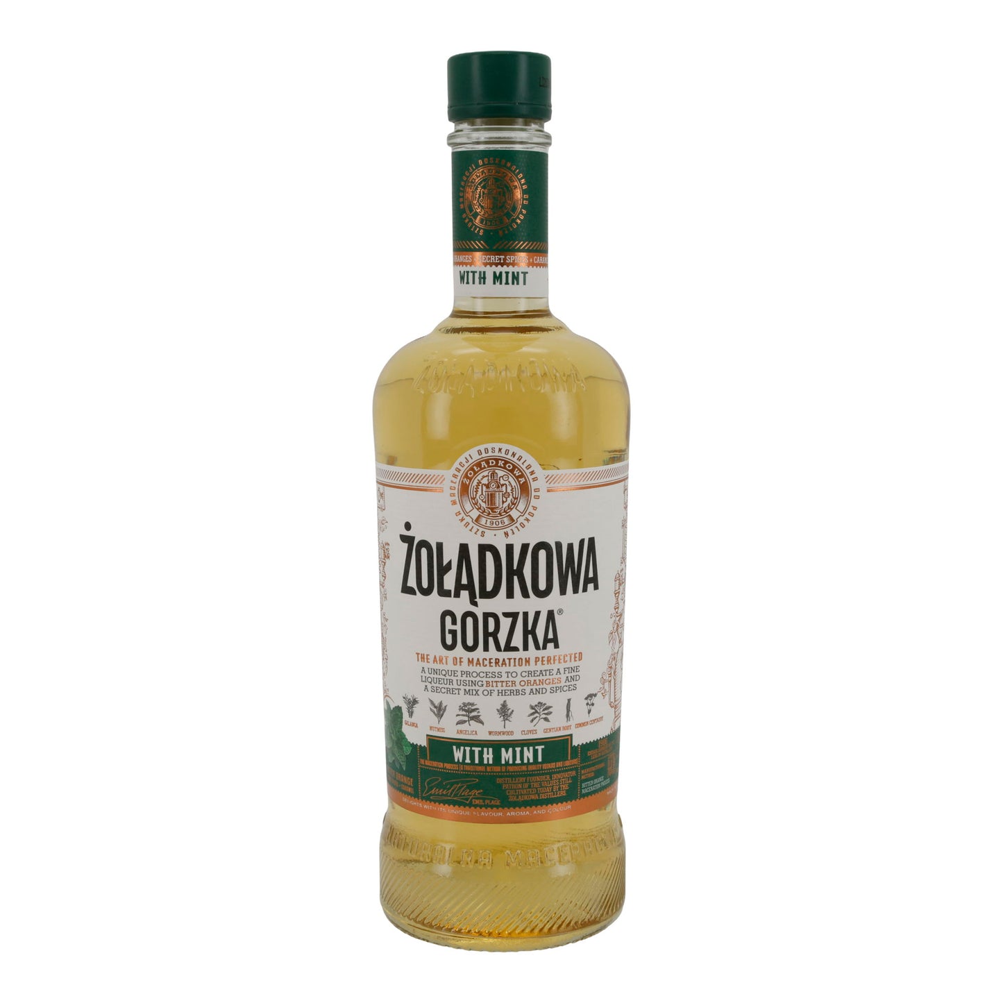 Żołądkowa Gorzka | Kräuterlikör mit Minze | Bitter Orange, Kräuter & Minze | 500 ml