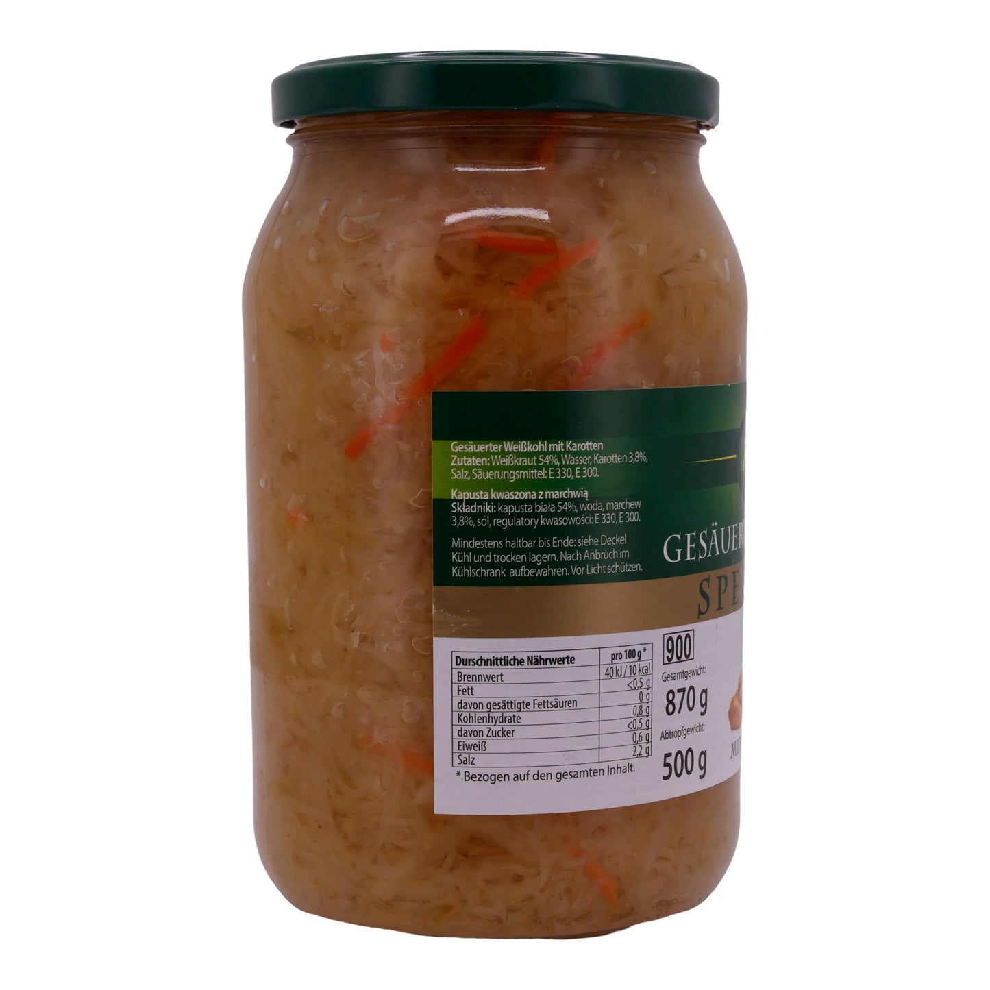 KAPUSTA KWASZONA-SOURCED WHITE CABBAGE WITH CARROTS