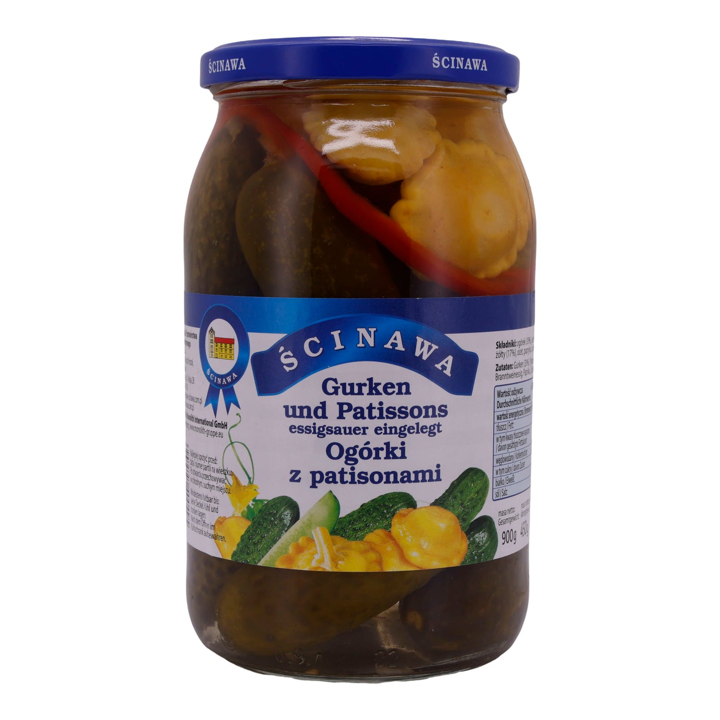 Cetrioli sottaceto Ścinawa | Cetrioli & Patisson | Sottaceto acido | 900 g