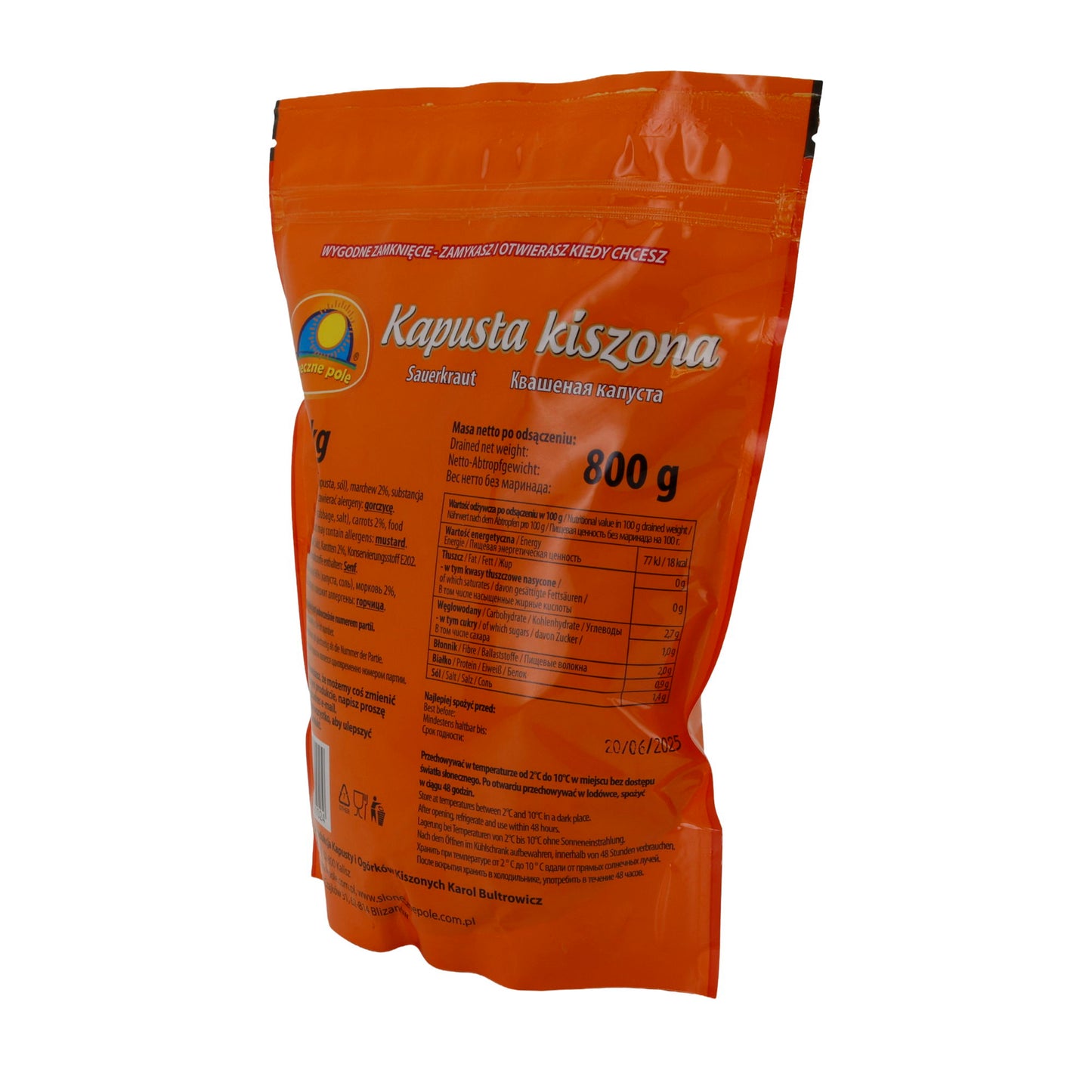 Crauti Słoneczne Pole Kapusta Kiszona | Sauerkraut | Crauti polacchi tradizionali | 1 kg