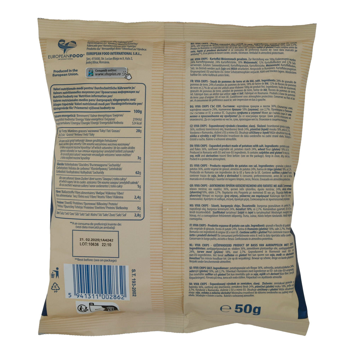 Chips Salt Viva | Kartoffelchips | Mit Salz | 50 g VIVA