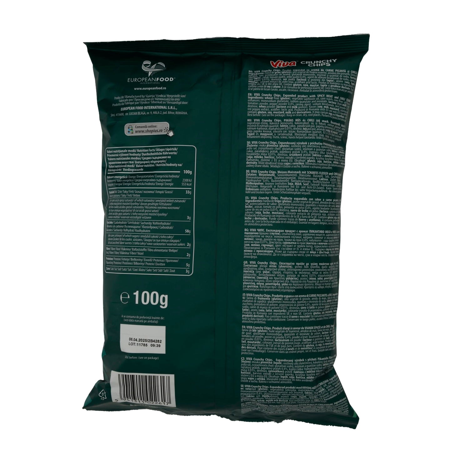 Crunchy Chips Viva | Snack | Chili Con Carne | 100 g