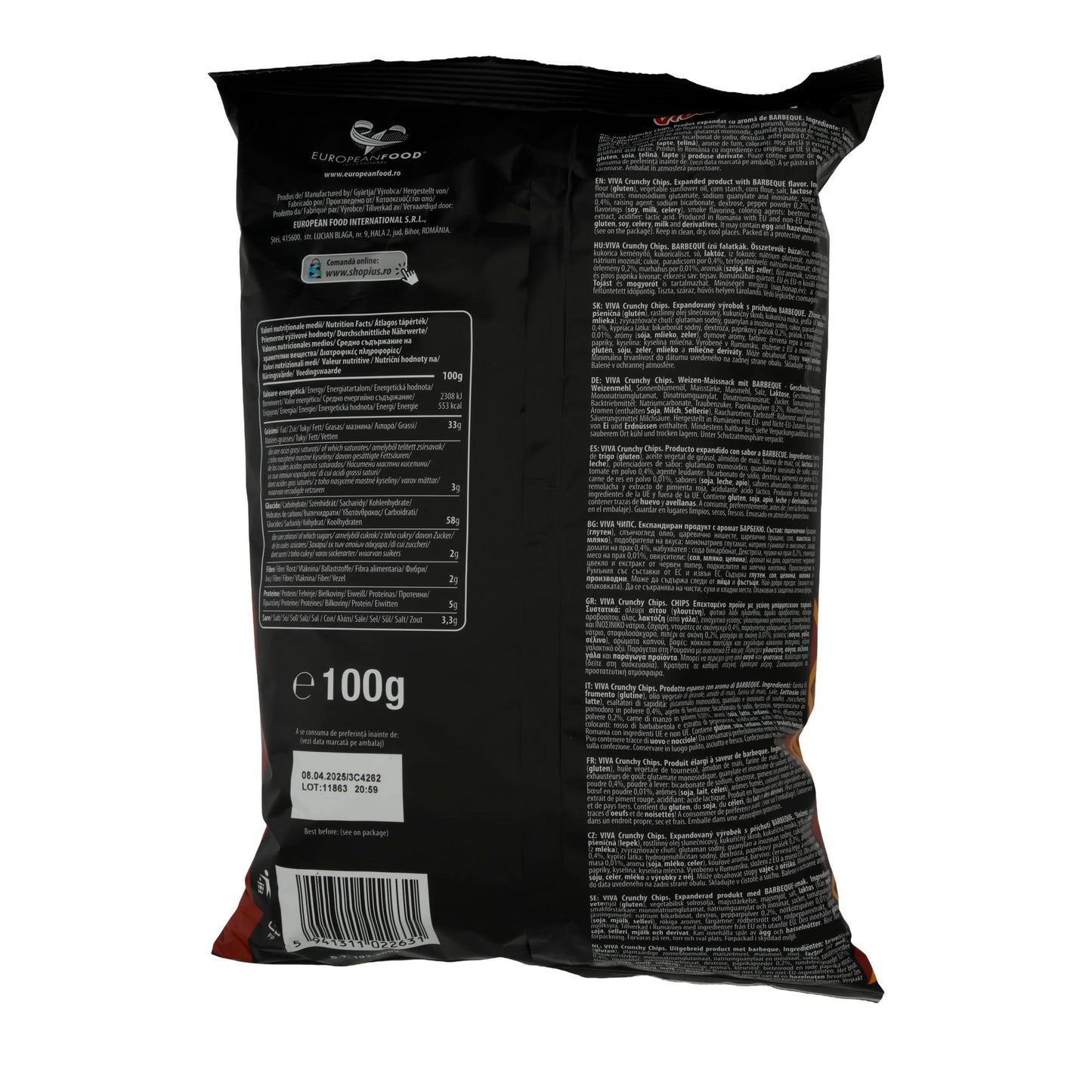 Crunchy Chips Viva | Snack | Amerikaanse BBQ-stijl | 100 g