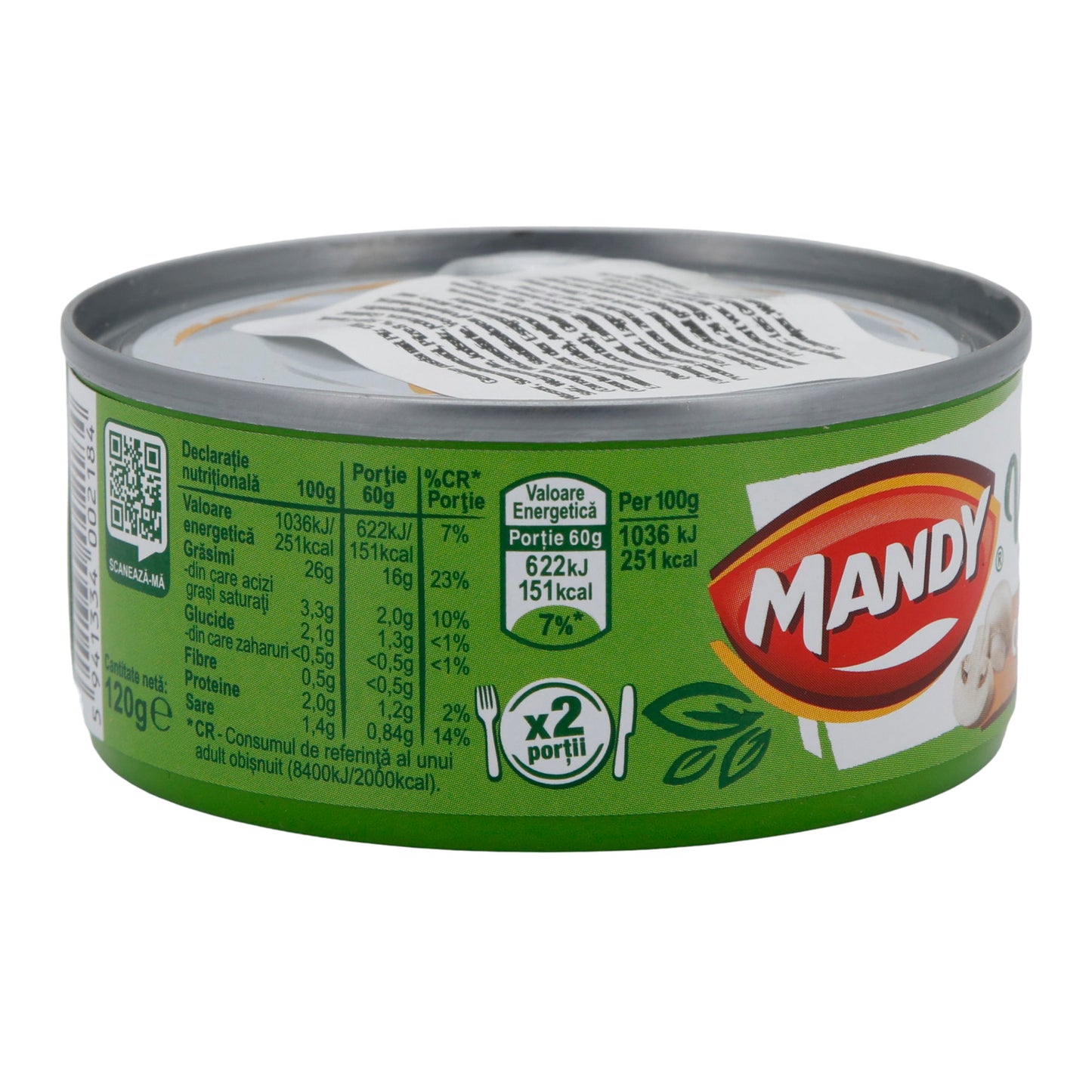 Aufstrichpaste Mandy Vegetal | Vegetarisch | Met paddestoelen | 120 g