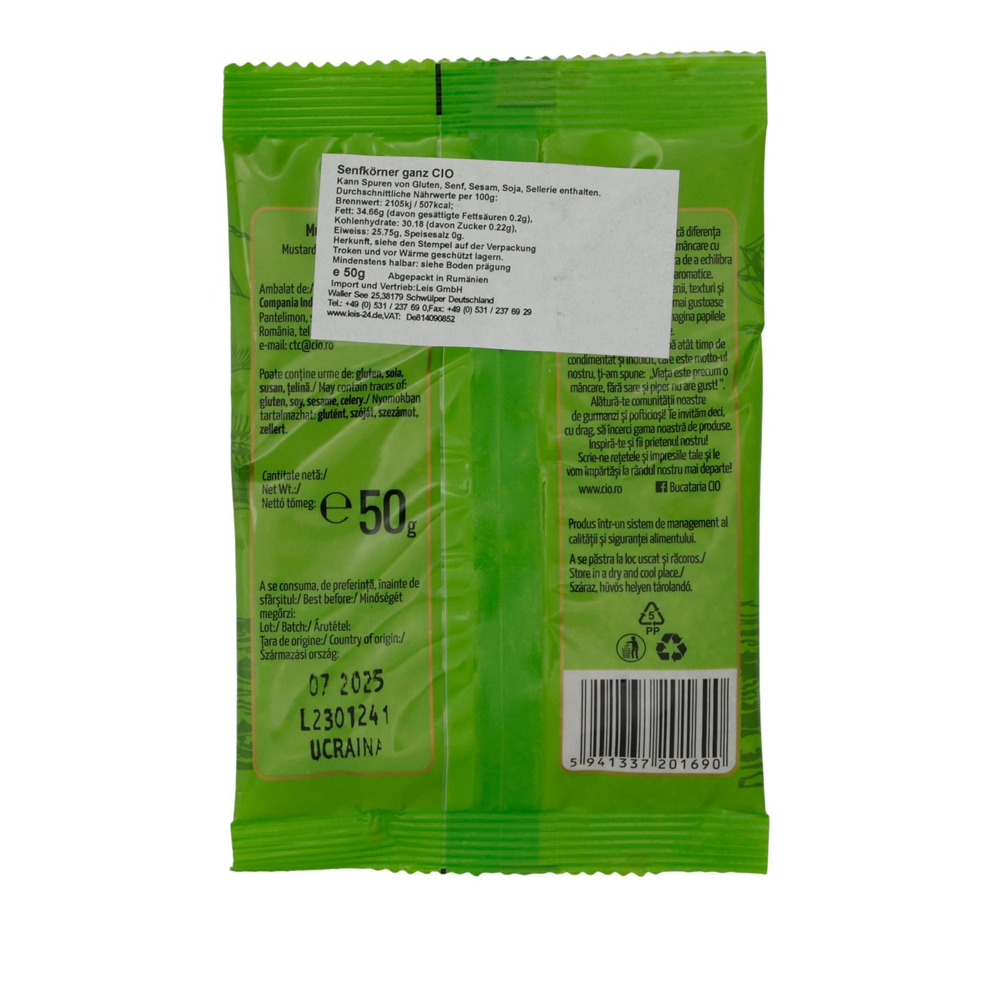 Senfkörner CIO | Scharf und aromatisch | Für Gewürzmischungen | 50 g CIO