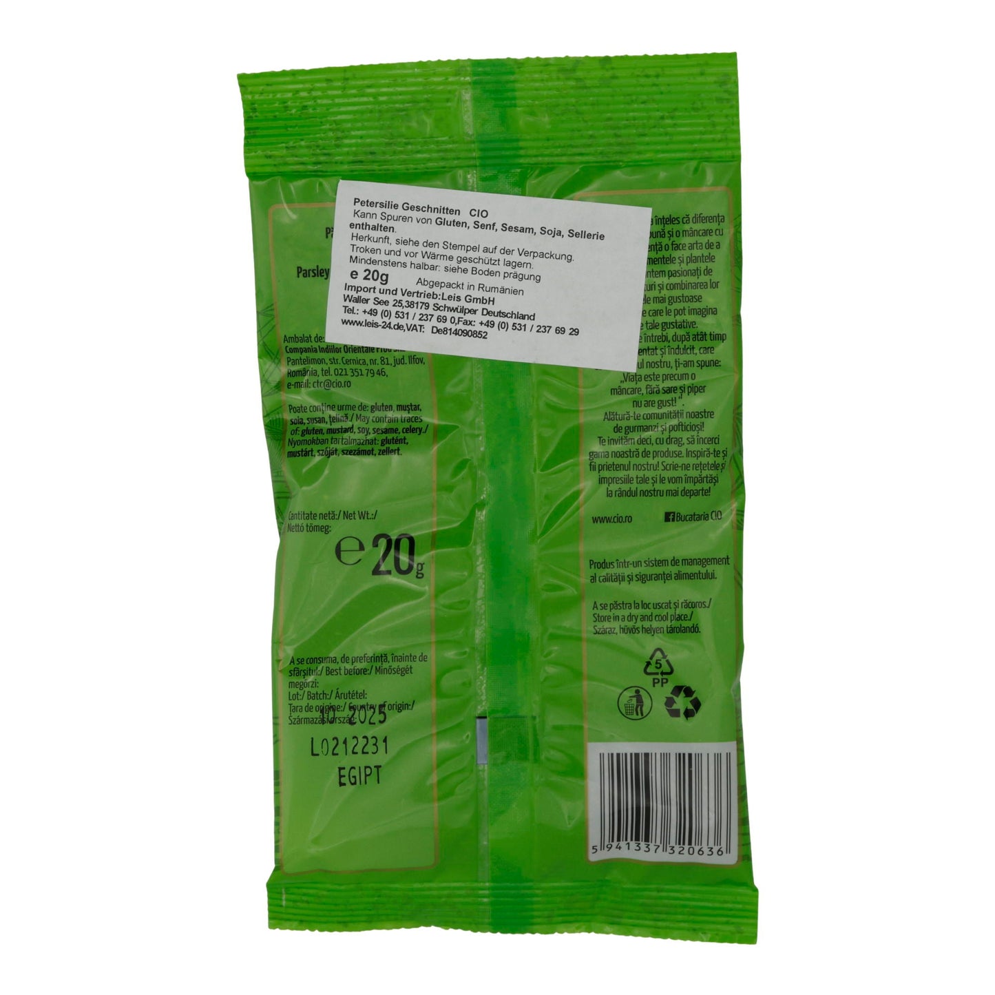 Petersilie Getrocknet CIO | Kraut | Aromatische getrocknete Petersilie für vielfältige Gerichte | 20 g CIO