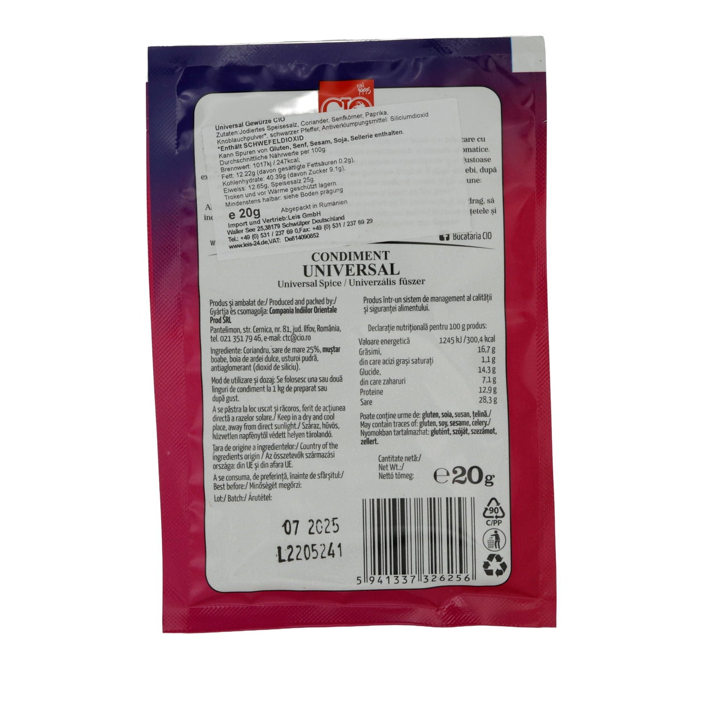 Gewürzmischung CIO Universal | Für vielseitige Gerichte (Universal Spice) | 20g CIO