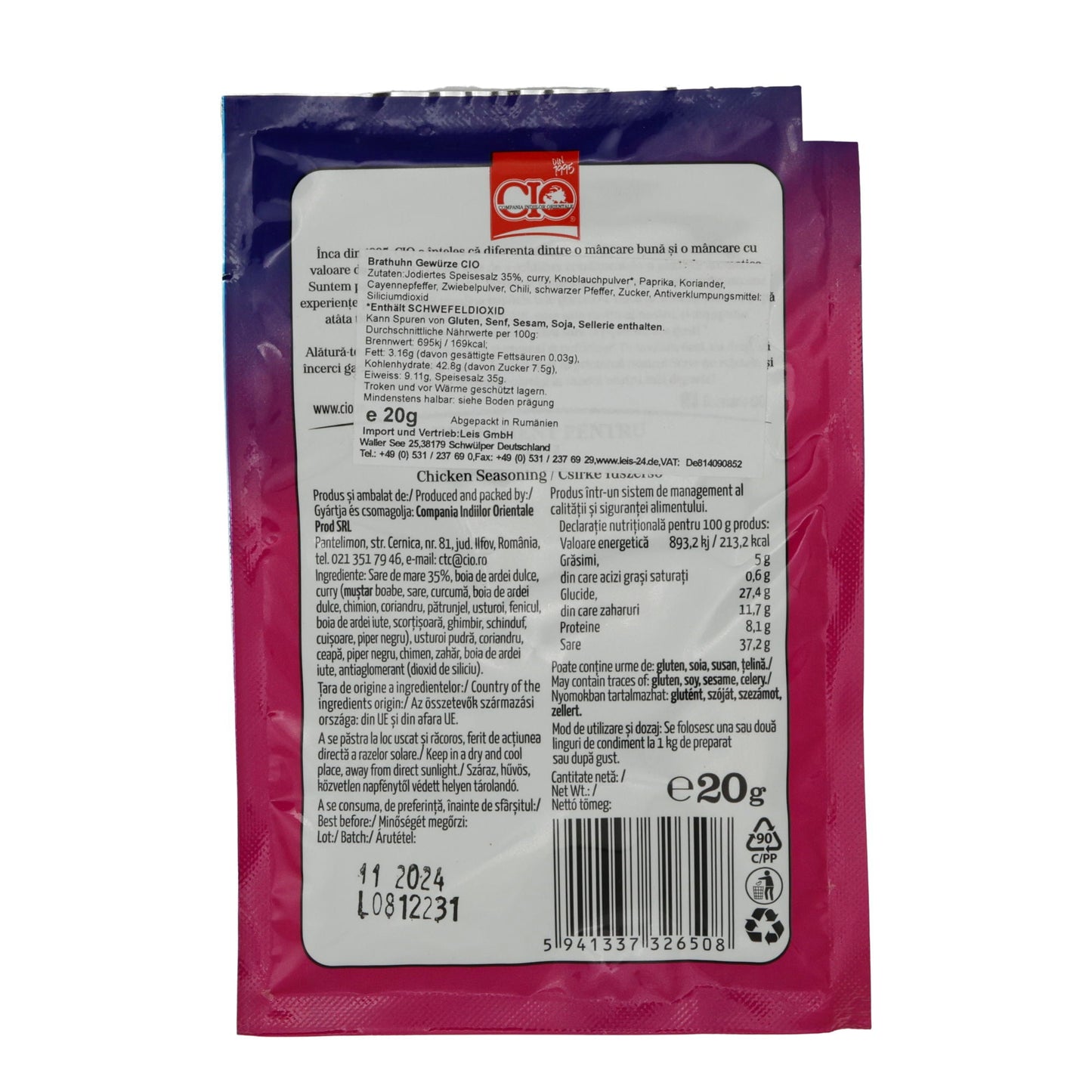 Chicken Seasoning CIO | Gewürzmischung | Für Hühnchen (Condiment pentru Pui) | 20g CIO