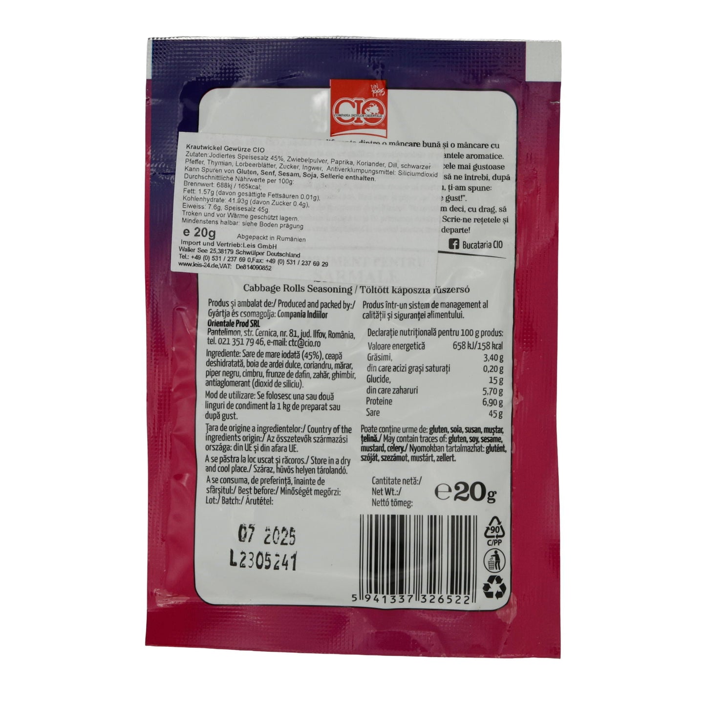 Sarmale Gewürzmischung CIO | Für gefüllte Kohlrouladen (Cabbage Rolls Seasoning) | 20g CIO