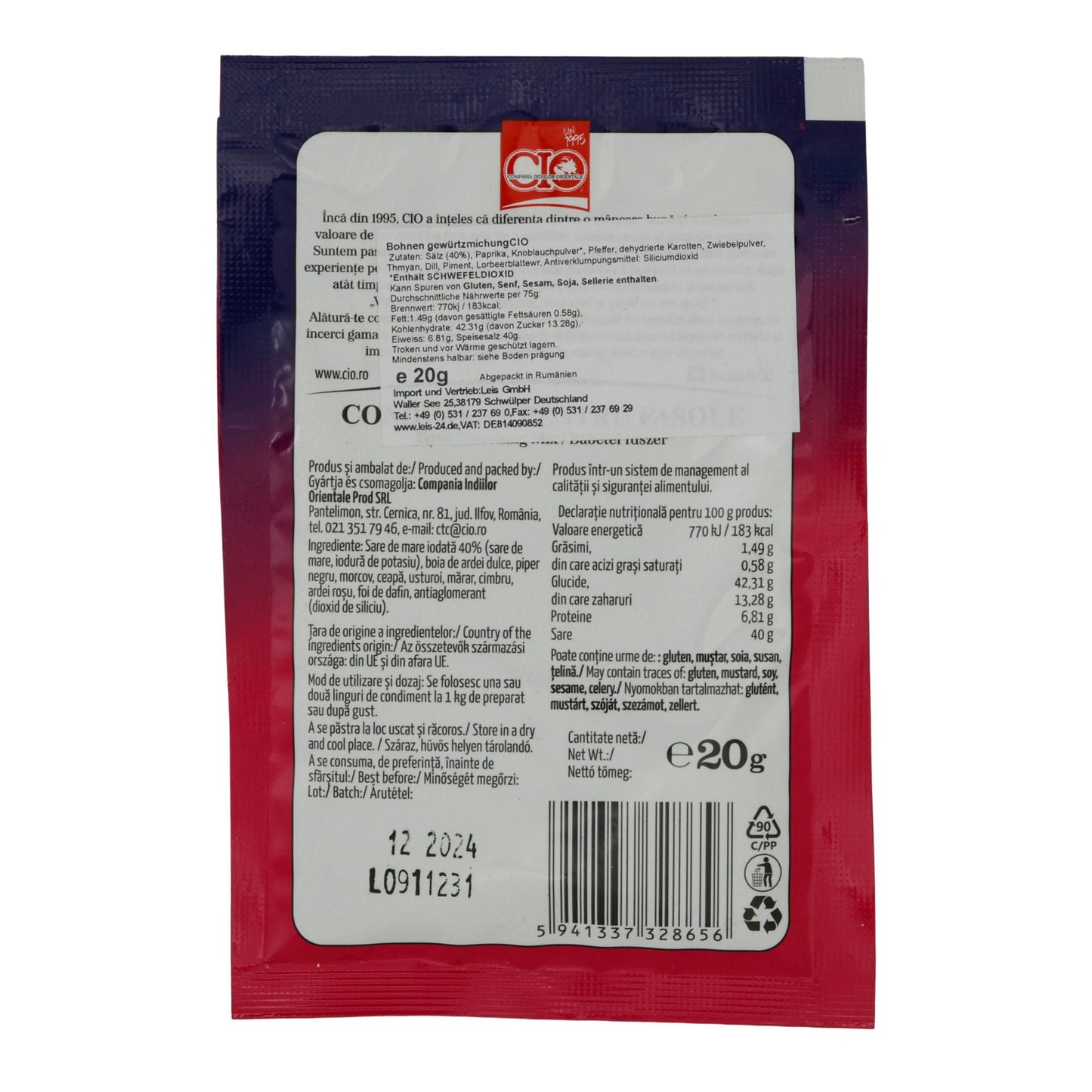 Bohnen Gewürzmischung CIO | Für Bohnengerichte (Bean Seasoning Mix) | 20g CIO