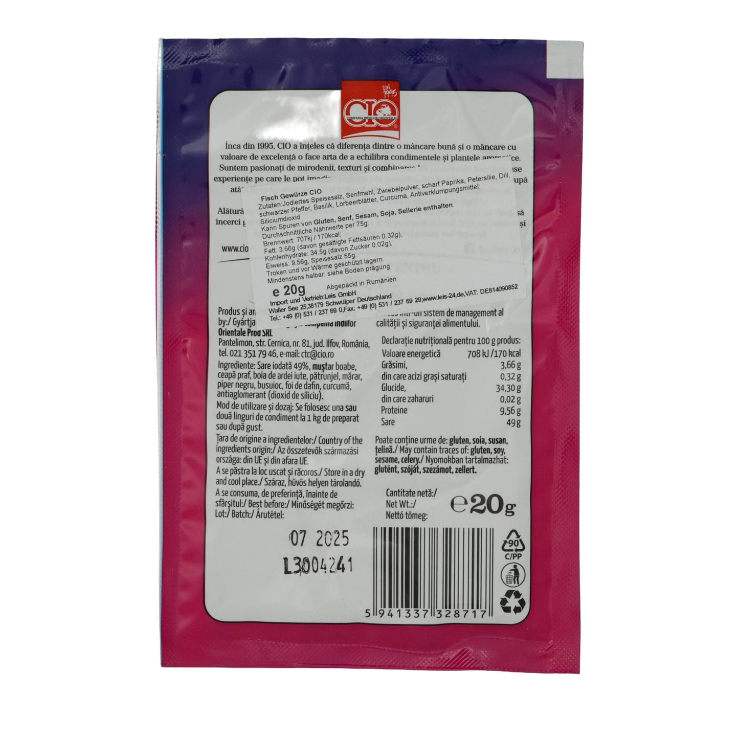 Fisch-Gewürzmischung CIO | Für Fischgerichte (Fish Seasoning) | 20g CIO