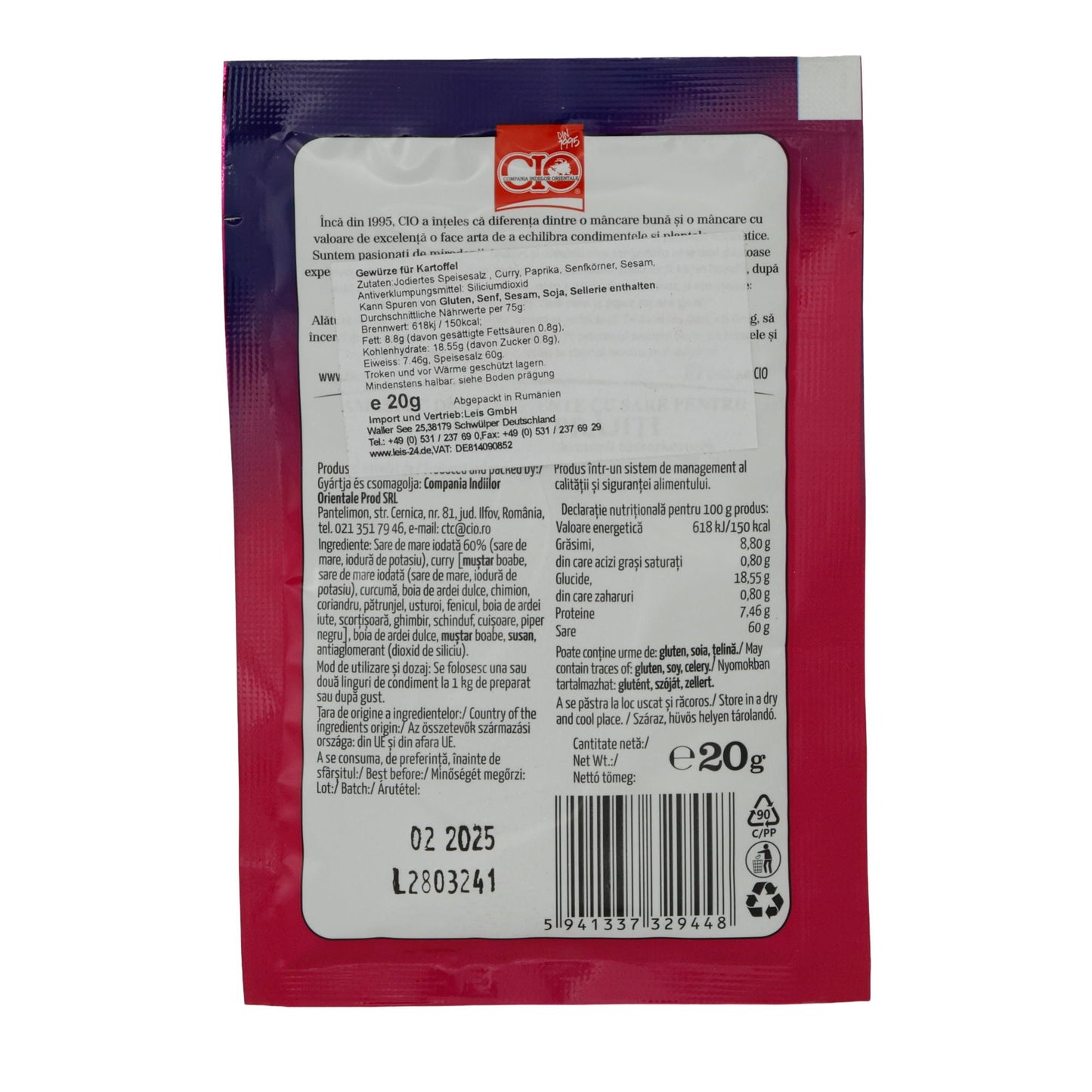 French Fry Seasoning CIO | Gewürzmischung | Für Pommes Frites (Cartofi Prăjiți) | CIO