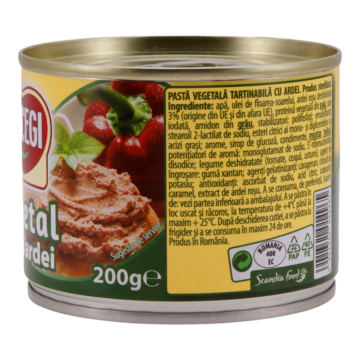 Vegetarische Pastete Bucegi | Mit Paprika | Pflanzlicher Brotaufstrich mit Paprikageschmack | 200 g BUCEGI