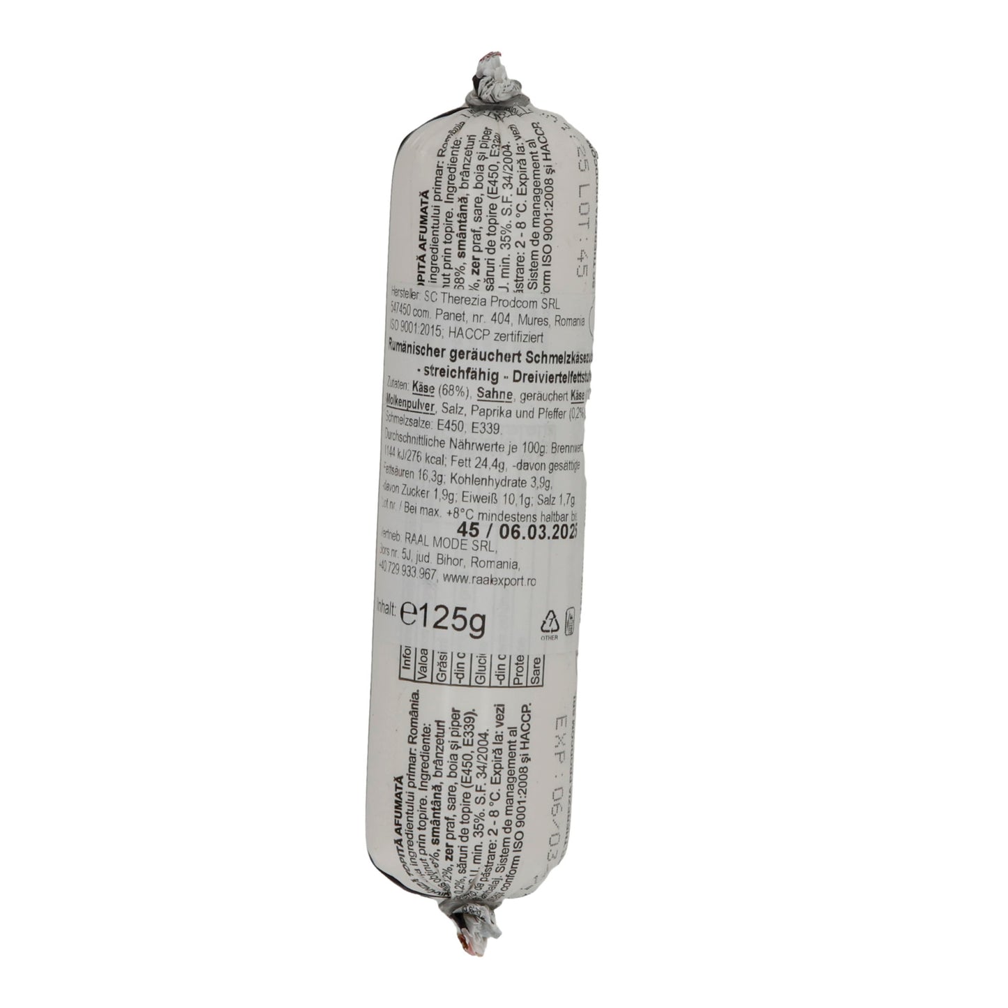 Formaggio fuso Therezia Brânză Topită Affumicato | Formaggio fuso | Affumicato, dalla Romania | 125 g