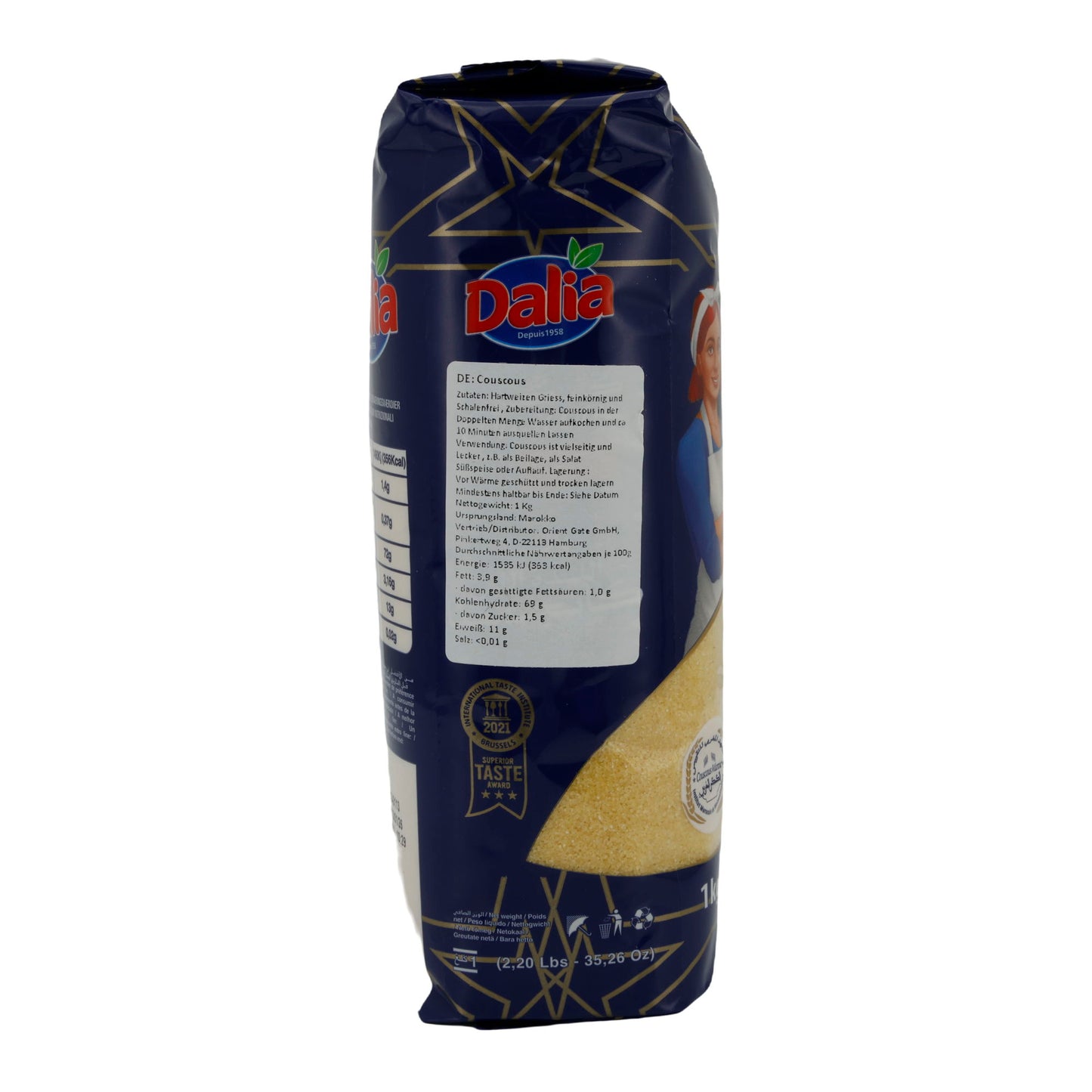 Dalia Couscous aus Hartweizengrieß | Feinster, perfekt für vielfältige Gerichte | 1 kg Packung