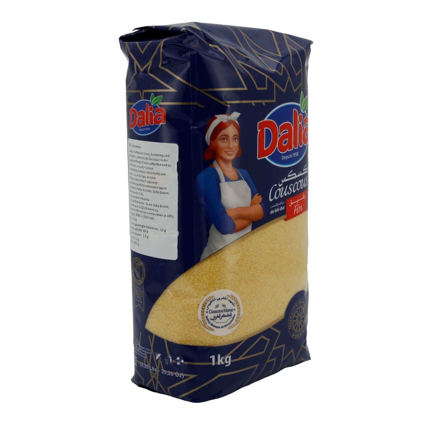 Dalia Couscous aus Hartweizengrieß | Feinster, perfekt für vielfältige Gerichte | 1 kg Packung