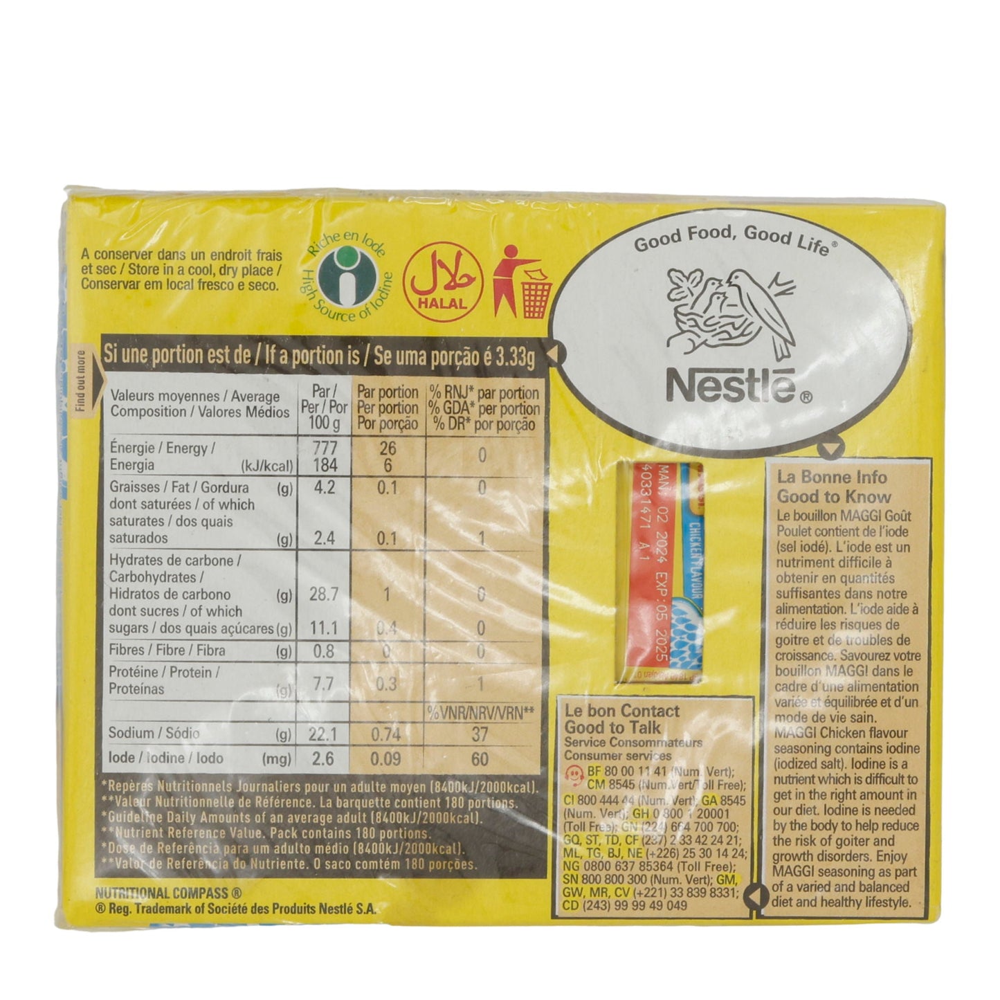 Goût Poulet Maggi | Würze | Hühnerbrühwürfel | 600 g (60 Würfel) MAGGI