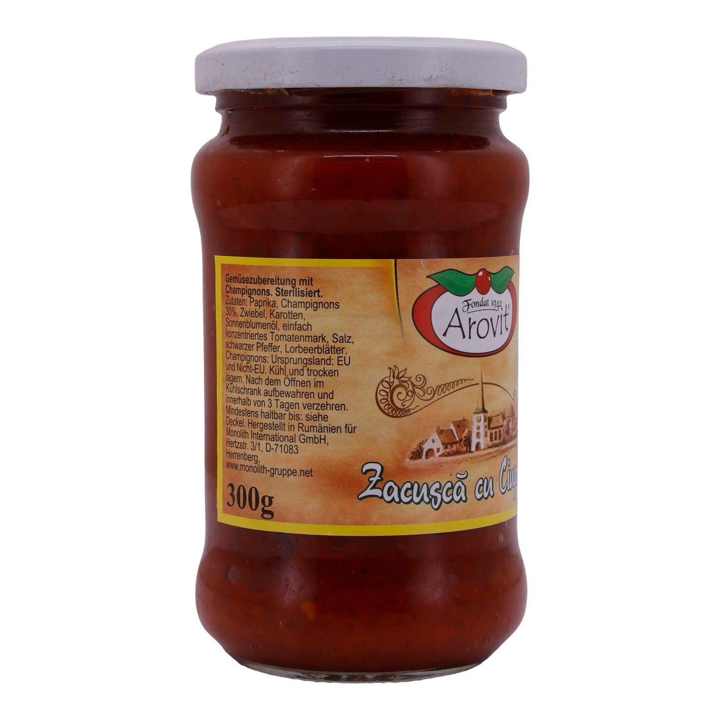 Gemüsezubereitung Zacuscă | Zacuscă cu Ciuperci | Traditionelle Zubereitung mit Champignons | 300 g AROVIT