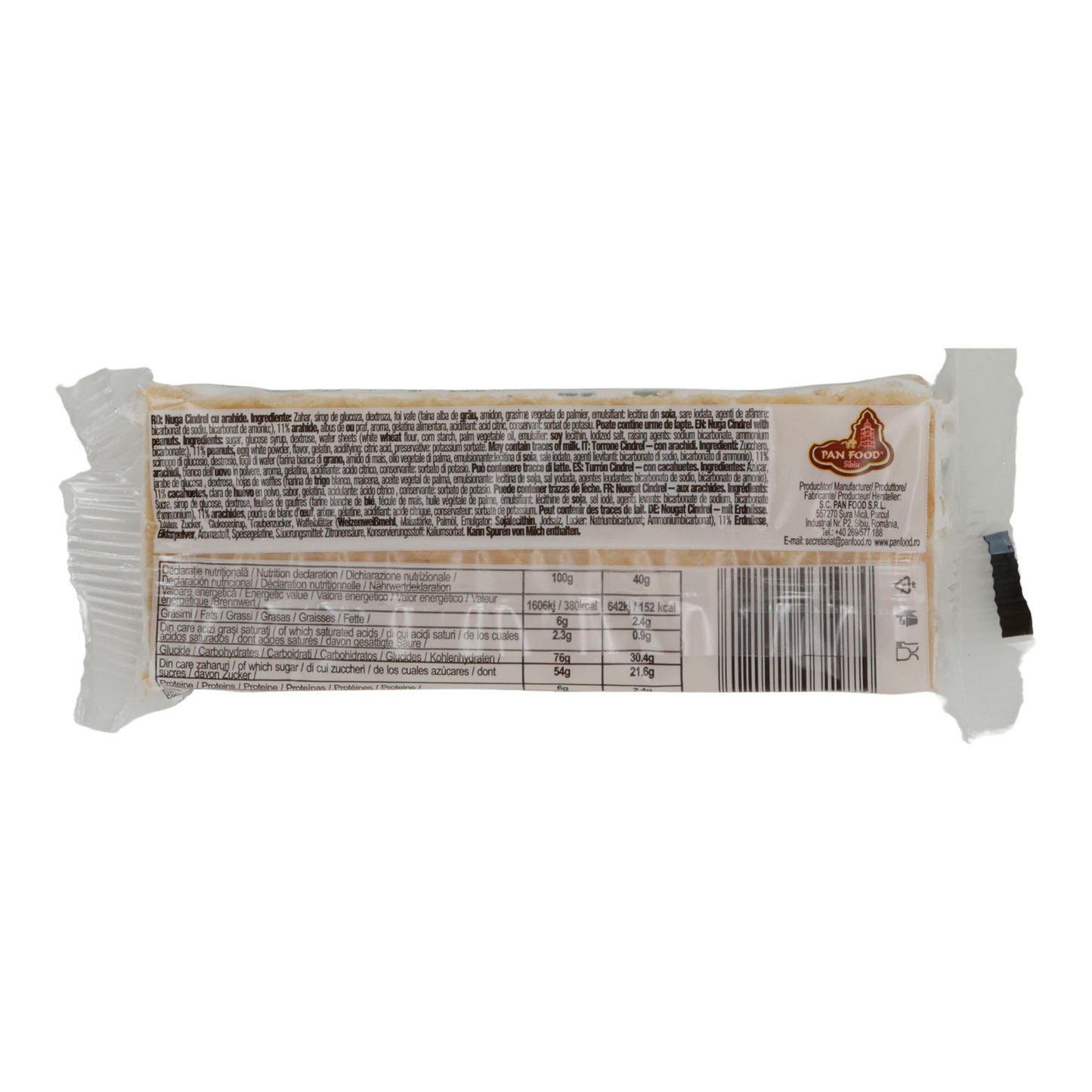 Weichnougat mit Erdnüssen Nuga Cindrel | Süßware | mit Erdnüssen in Waffel | 40 g Riegel