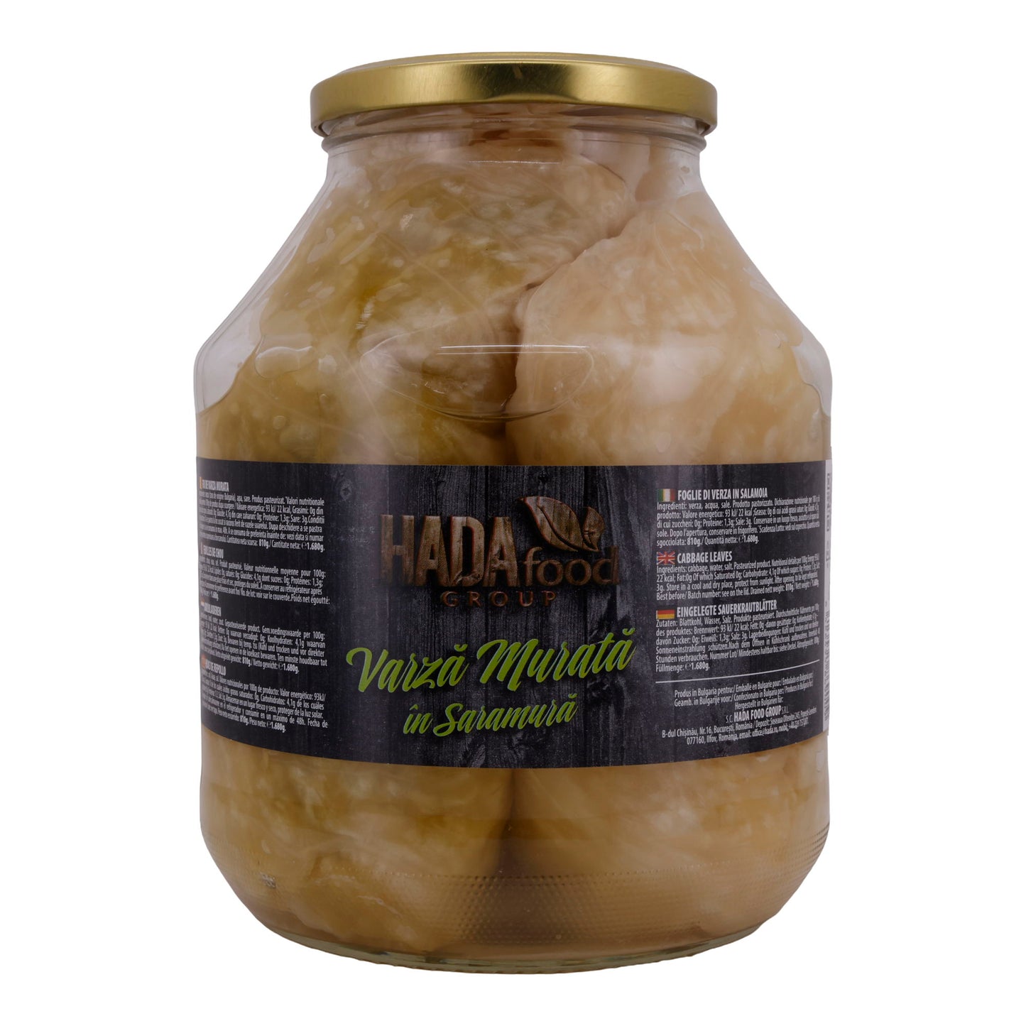 Varză Murată in Saramură Hada Food | Eingelegt | Eingelegte Sauerkrautblätter in Salzlake | 1.680 g