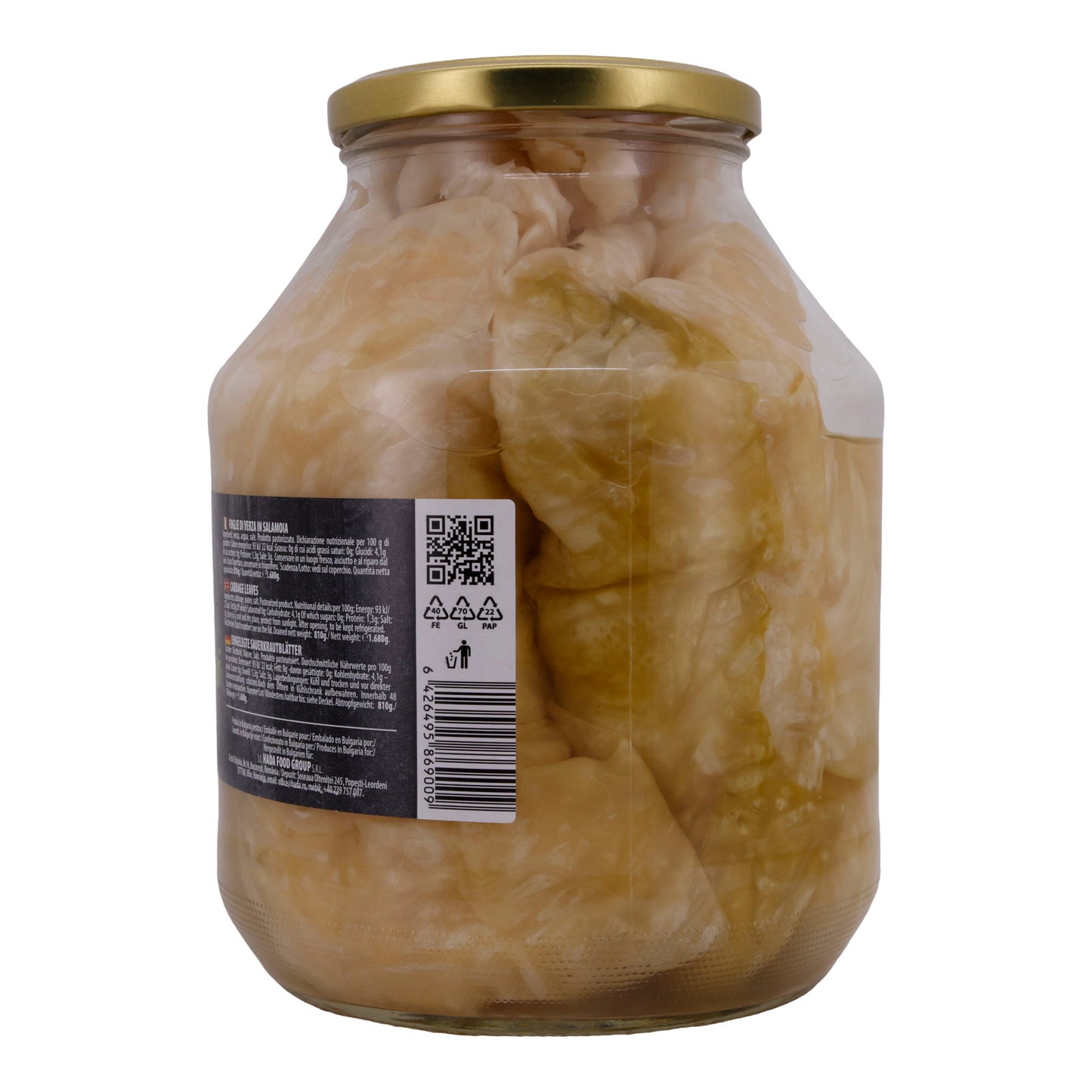 Varză Murată in Saramură Hada Food | Eingelegt | Eingelegte Sauerkrautblätter in Salzlake | 1.680 g
