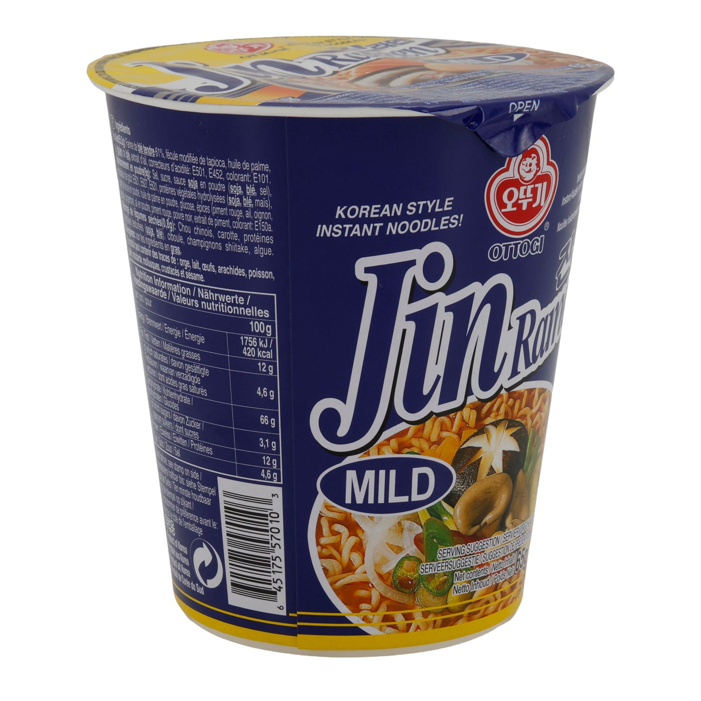 Jin Ramen Doux Ottogi | Nouilles instantanées | Coréen doux | 65 g