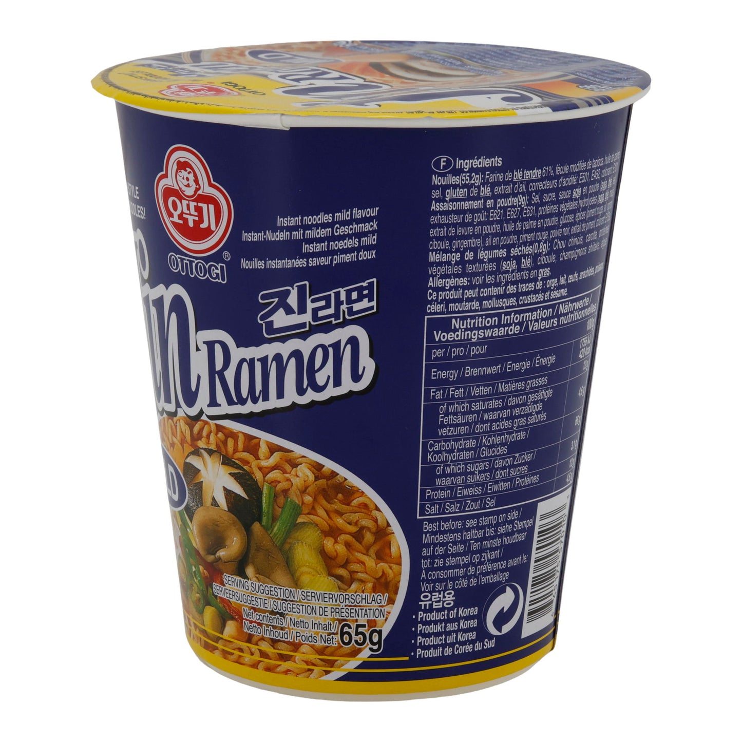 Jin Ramen Doux Ottogi | Nouilles instantanées | Coréen doux | 65 g