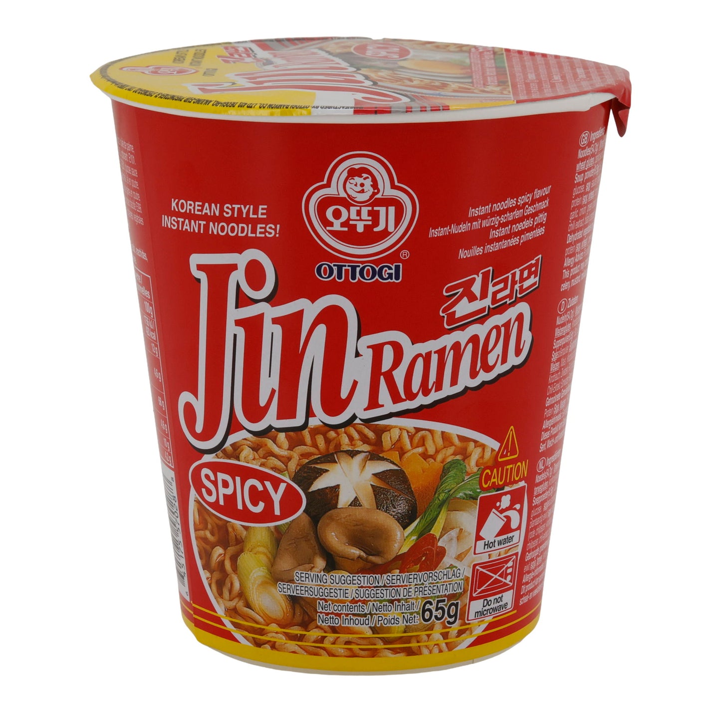 Jin Ramen Épicé Ottogi | Nouilles instantanées | Coréen avec une saveur piquante | Pot de 65 g