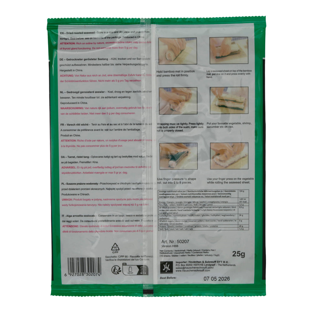 Algenblätter Yaki Sushi | Nori | Geröstet, für Sushi | 25 g JHFOODS