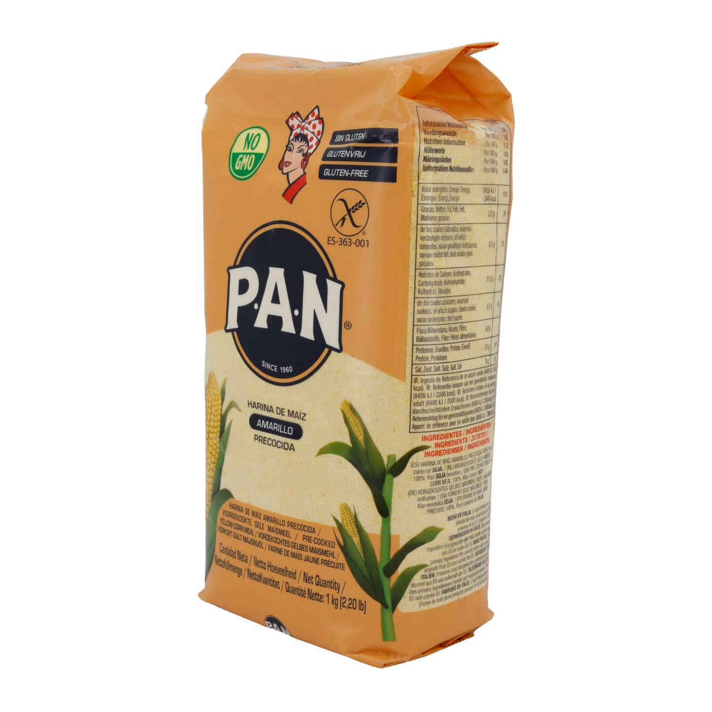 Geel maïsmeel P.A.N. | Glutenvrij, zonder genetische modificatie | Ideaal voor Arepas | 1 kg