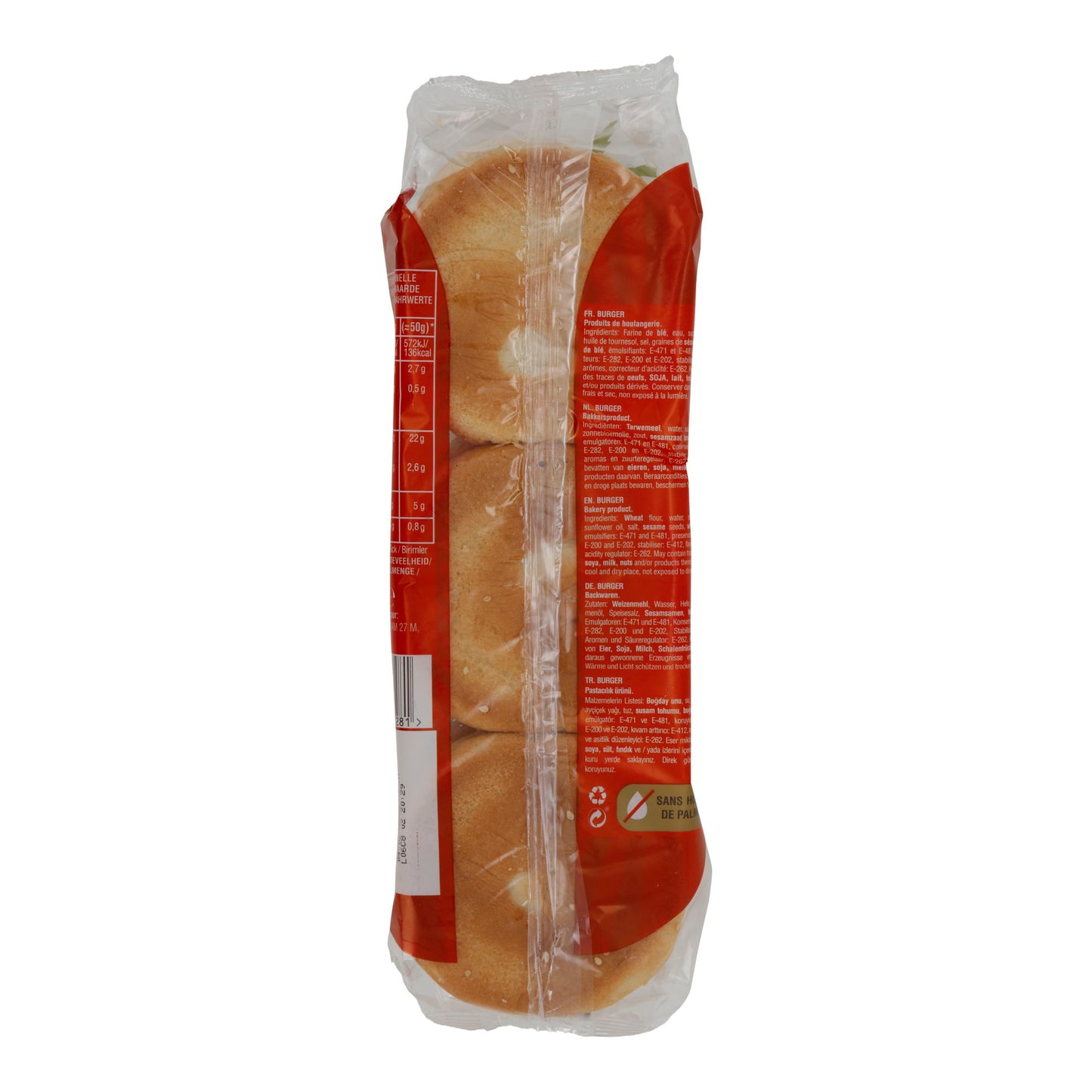 Petit pain à burger Hira | Burger | Sésame, végétarien, sans huile de palme | 300 g, 4 pièces