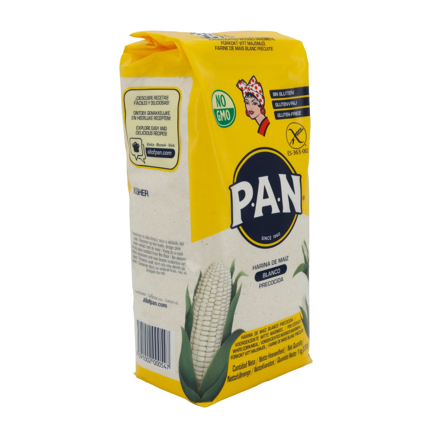 Maismeel P.A.N. | Wit Maismeel | Voorgekookt & Glutenvrij, Perfect voor Arepas | 1 kg