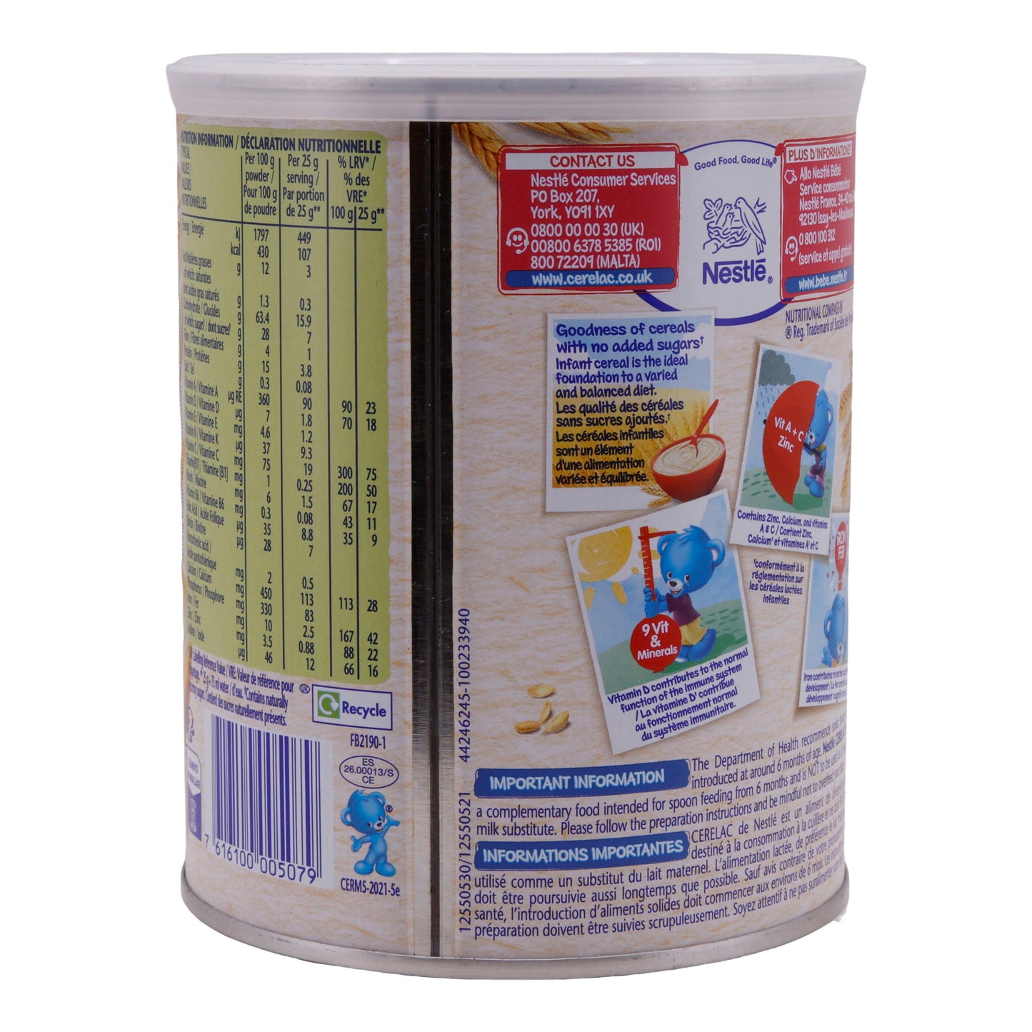 Nourriture pour bébé Nestlé | Cerelac Blé avec lait | Dès 6 mois | 400 g
