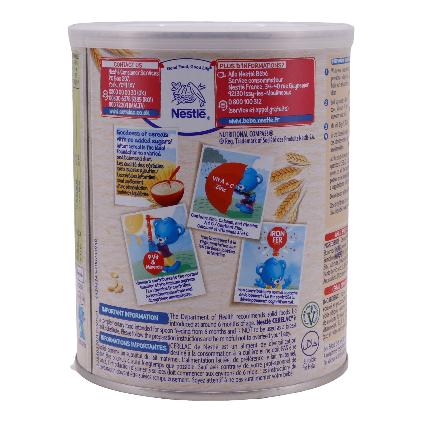 Nourriture pour bébé Nestlé | Cerelac Blé avec lait | Dès 6 mois | 400 g