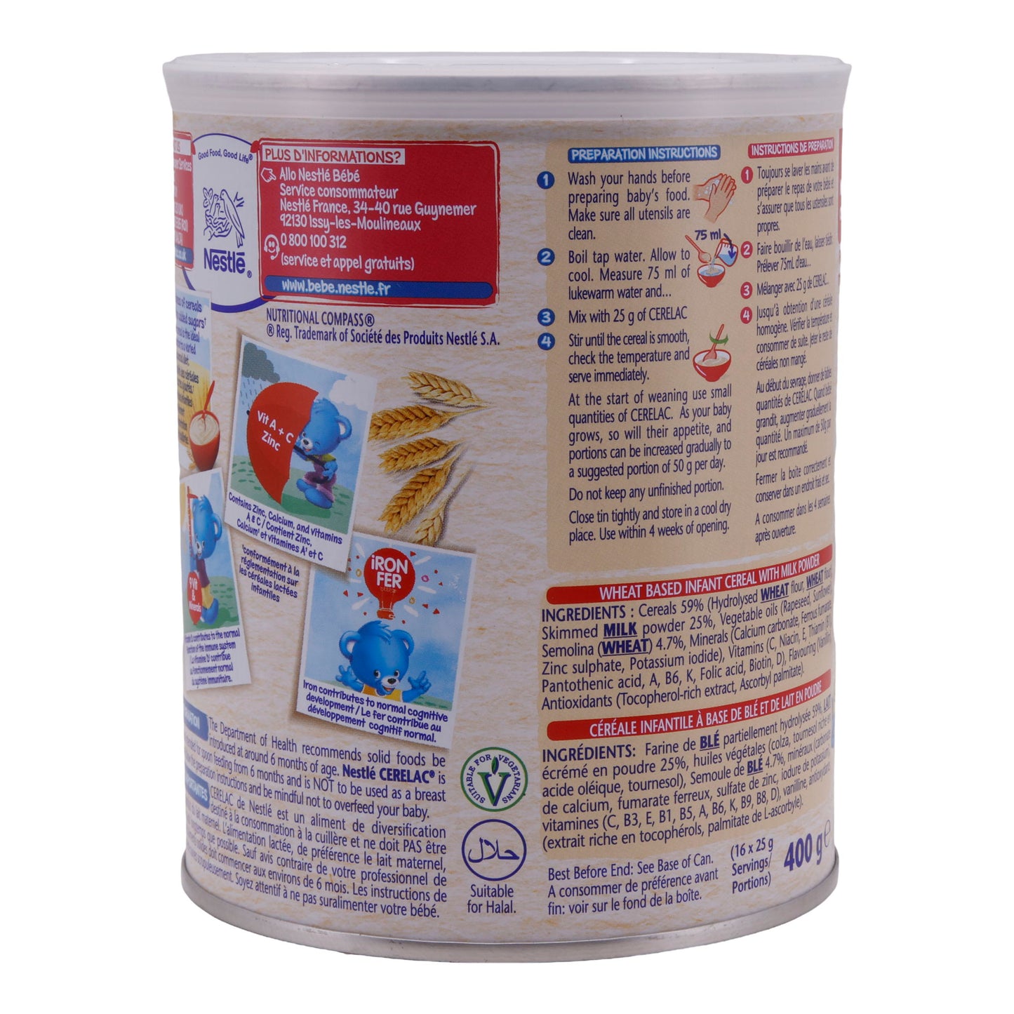 Nourriture pour bébé Nestlé | Cerelac Blé avec lait | Dès 6 mois | 400 g