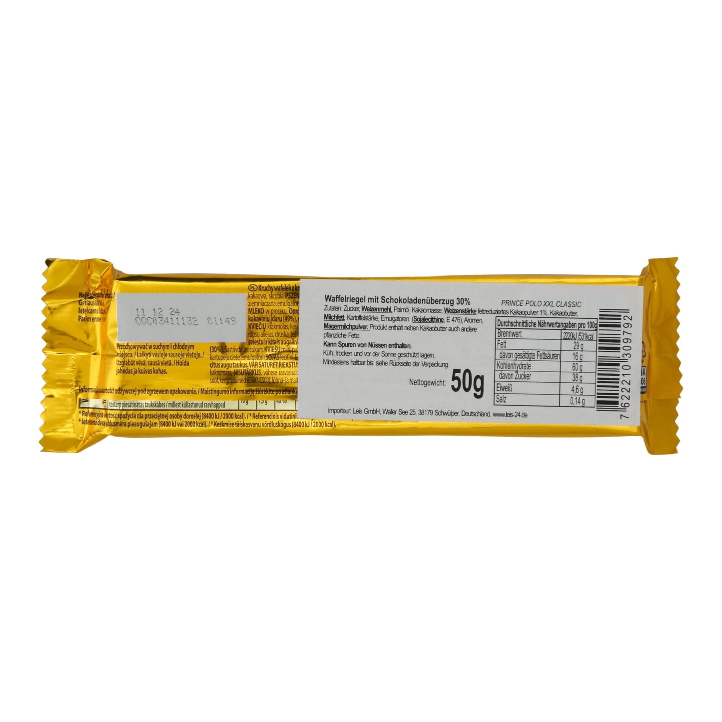 XXL Classic Prince Polo | Waffelriegel | Mit Schokoladenüberzug | 50 g OLZA