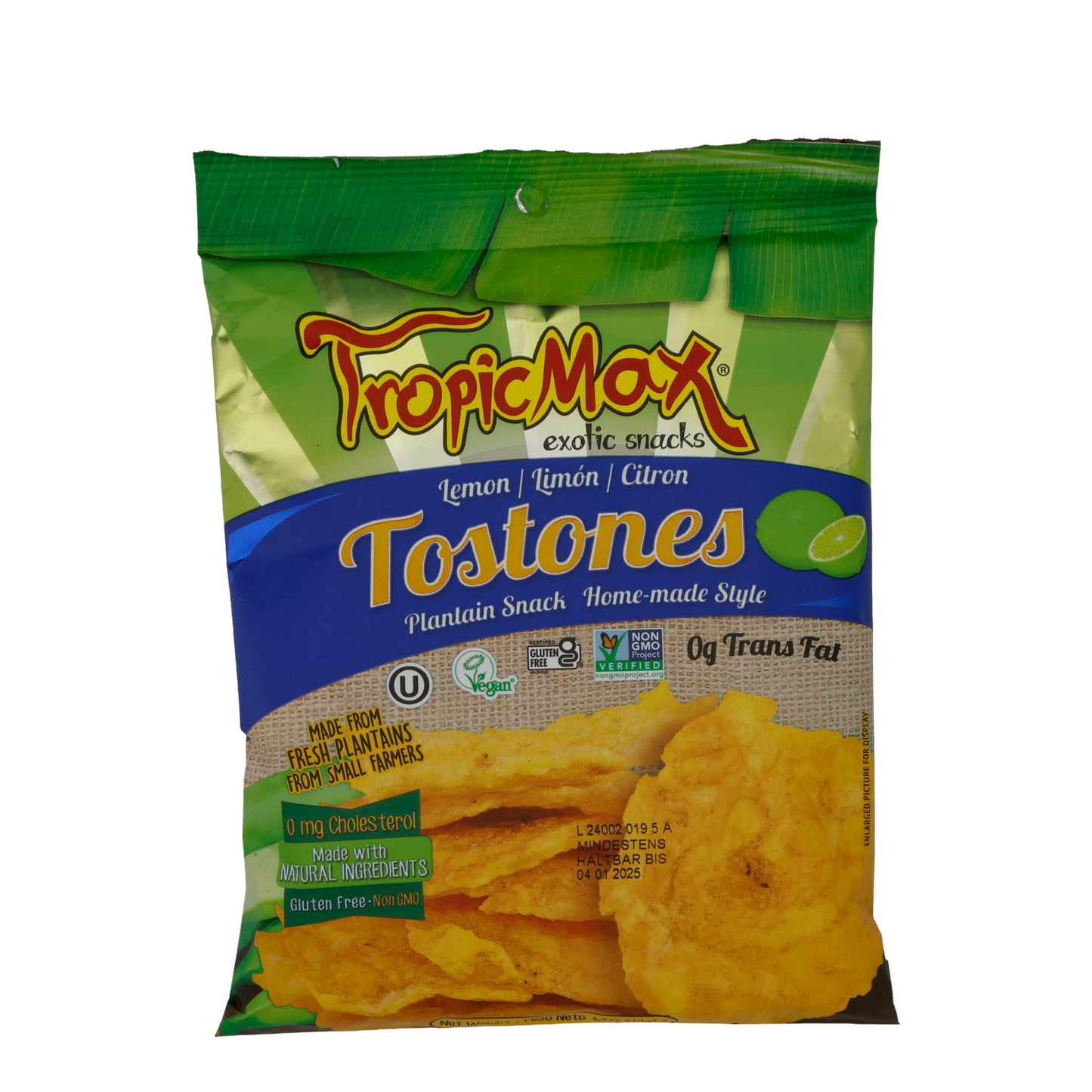 Tostones Lemon TropicMax | Knusprige Kochbananenchips | Mit Zitronengeschmack | 57 g