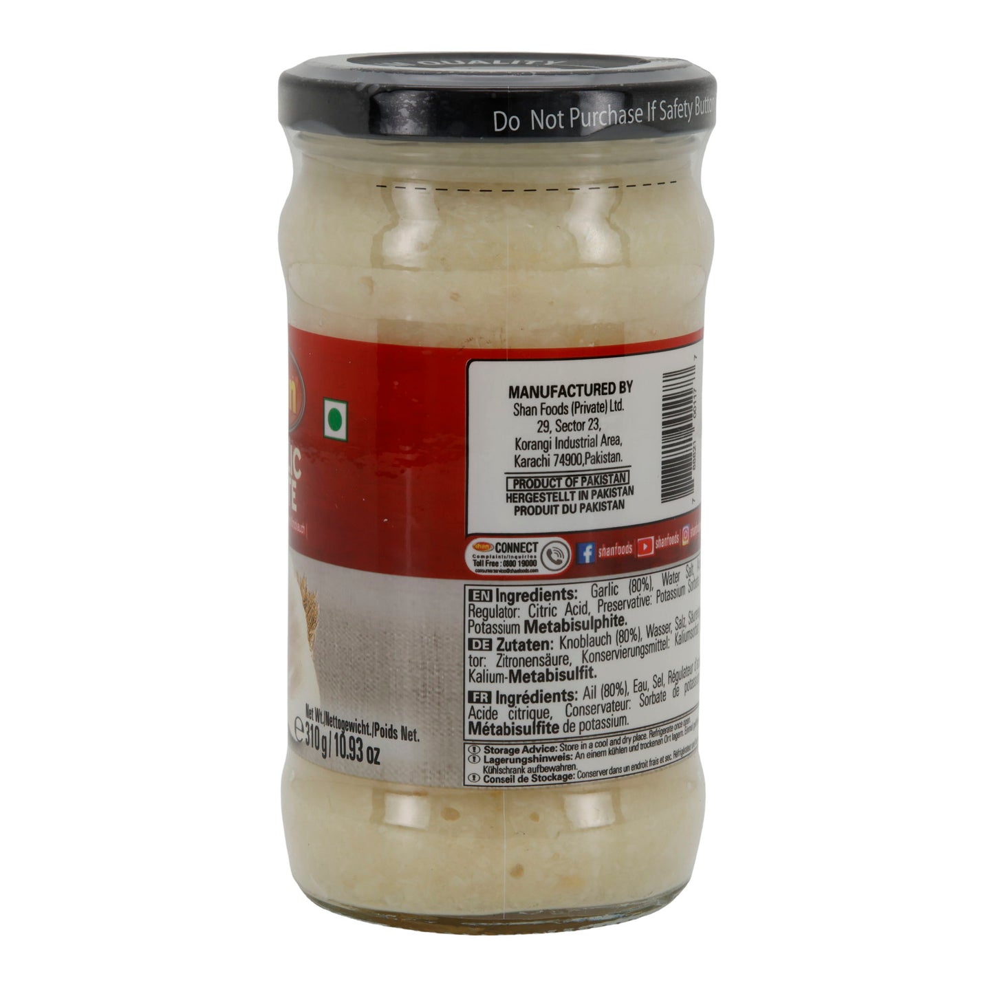 Knoflookpasta Shan | Garlic Paste | van verse knoflook | 310 g glas