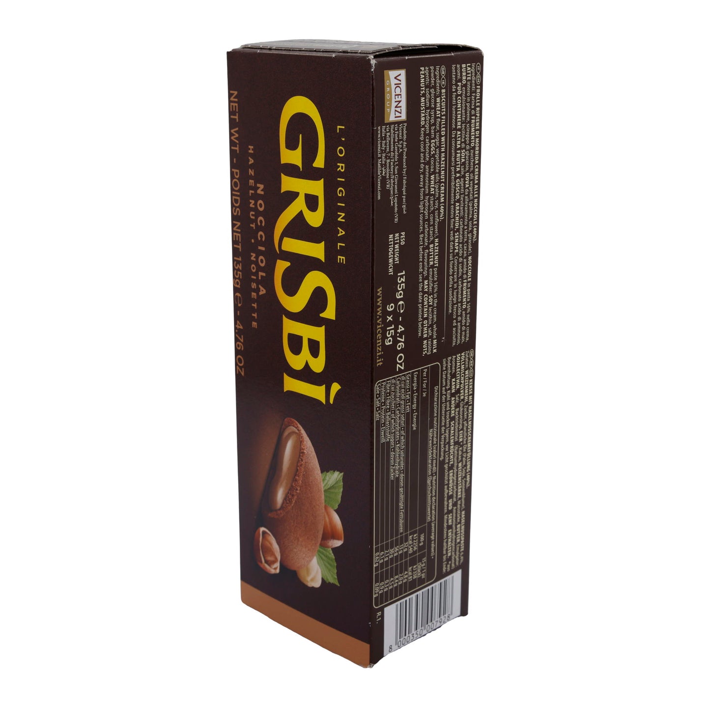 Kekse Grisbì | Nocciola | Italiaans, met romige hazelnootvulling | 135 g