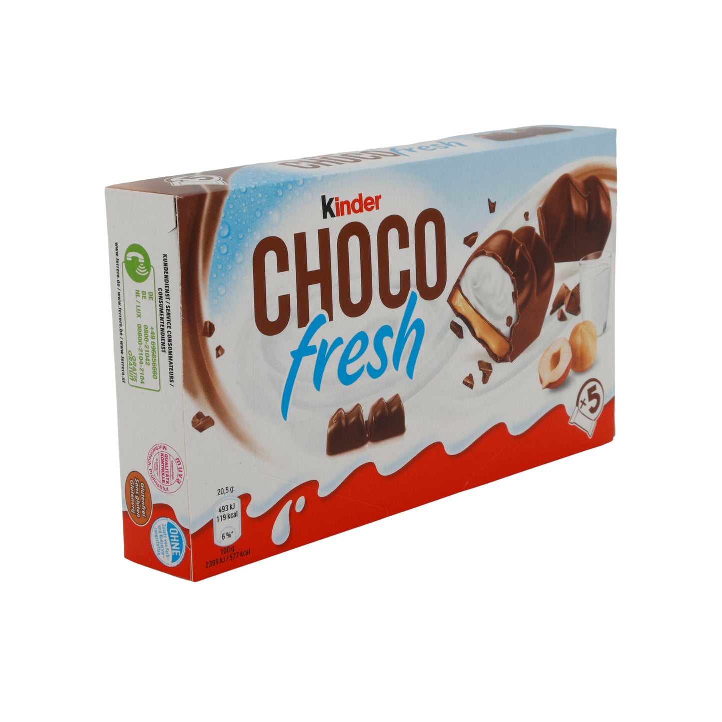 Schokoladengenuss Kinder Choco Fresh | Snack al latte | Con nocciola e crema di latte | 5×20,5 g