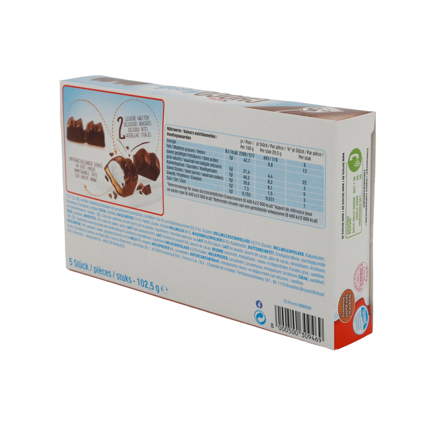 Schokoladengenuss Kinder Choco Fresh | Snack al latte | Con nocciola e crema di latte | 5×20,5 g