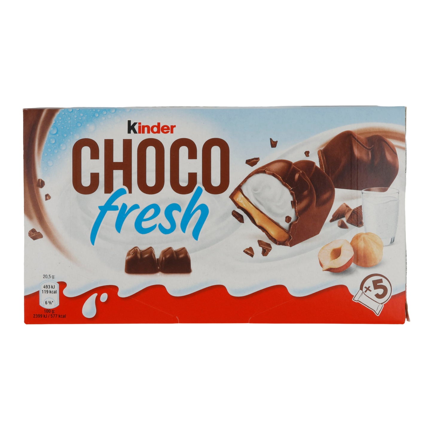 Schokoladengenuss Kinder Choco Fresh | Snack al latte | Con nocciola e crema di latte | 5×20,5 g