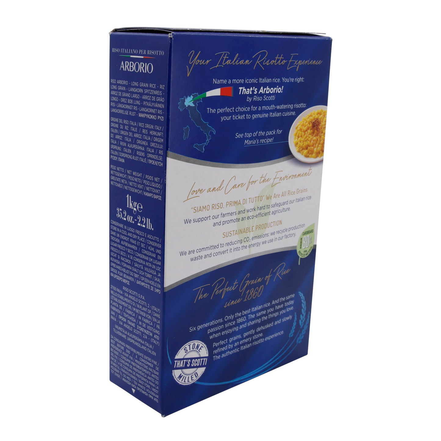 Risotto Rijst Riso Scotti | Grote, zetmeelrijke korrels | Arborio | 1 kg