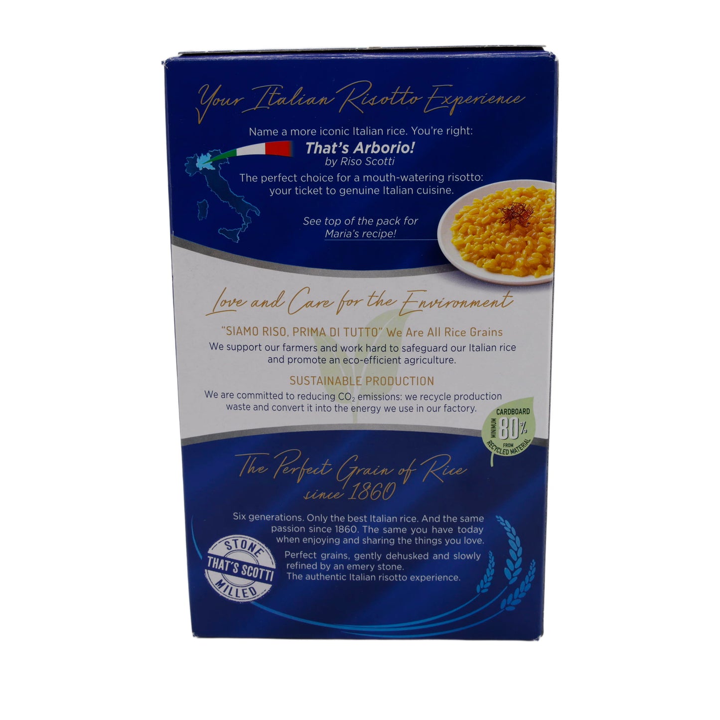 Risotto Rijst Riso Scotti | Grote, zetmeelrijke korrels | Arborio | 1 kg