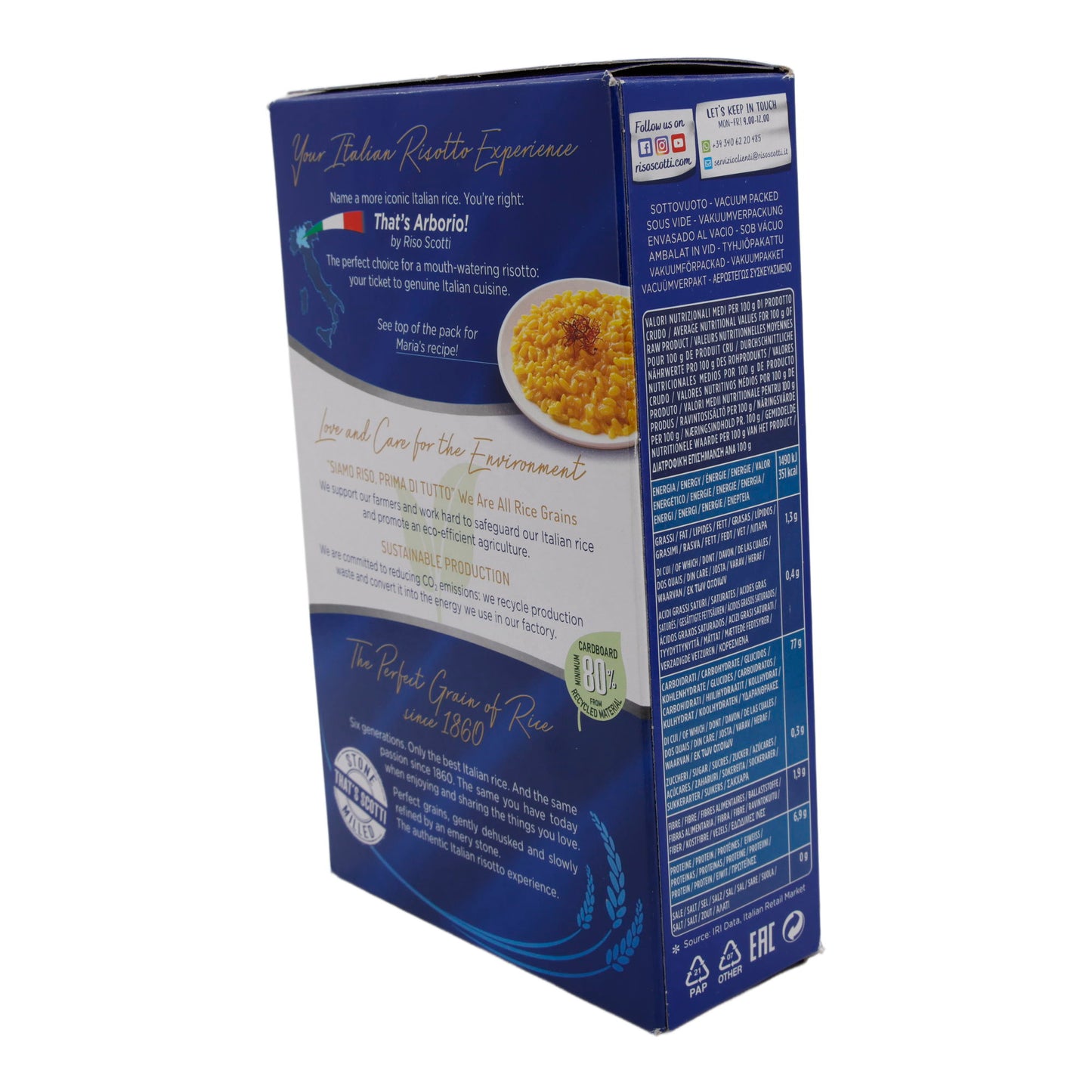 Risotto Rijst Riso Scotti | Grote, zetmeelrijke korrels | Arborio | 1 kg