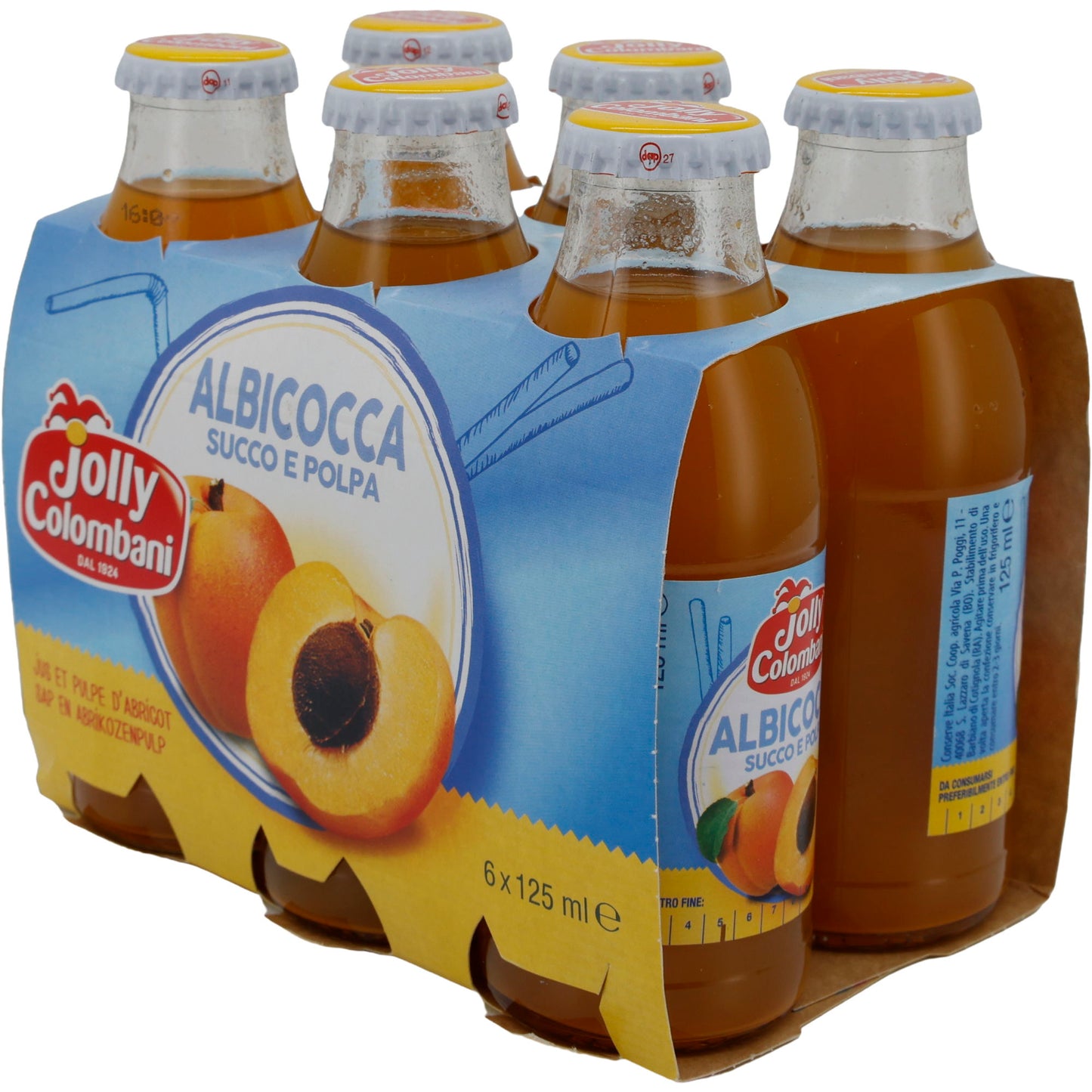 Fruchtsaft Jolly Colombani | Pesca Succo e Polpa | Aprikosensaft mit Fruchtfleisch | 750 ml (6x125 ml)