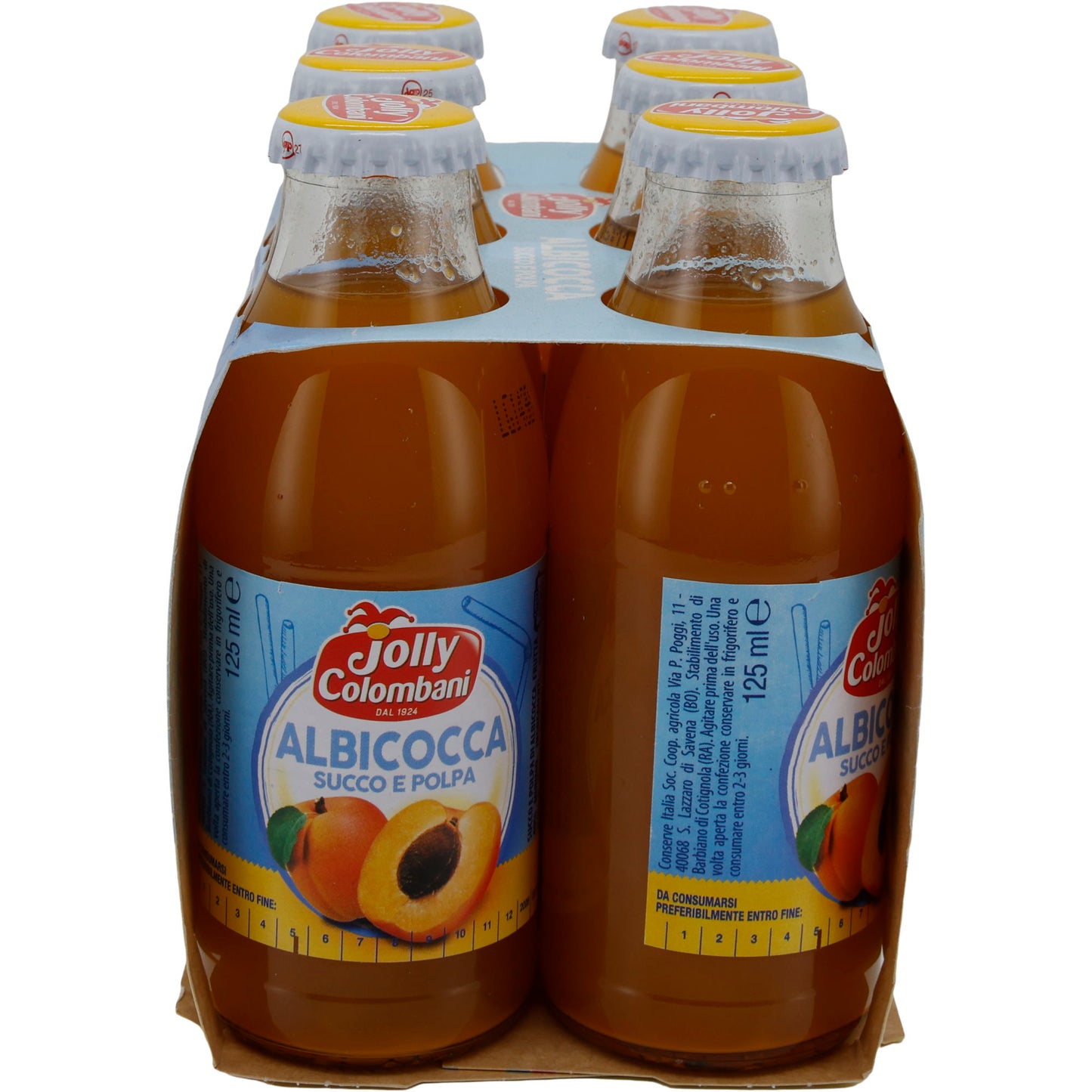 Fruchtsaft Jolly Colombani | Pesca Succo e Polpa | Aprikosensaft mit Fruchtfleisch | 750 ml (6x125 ml)