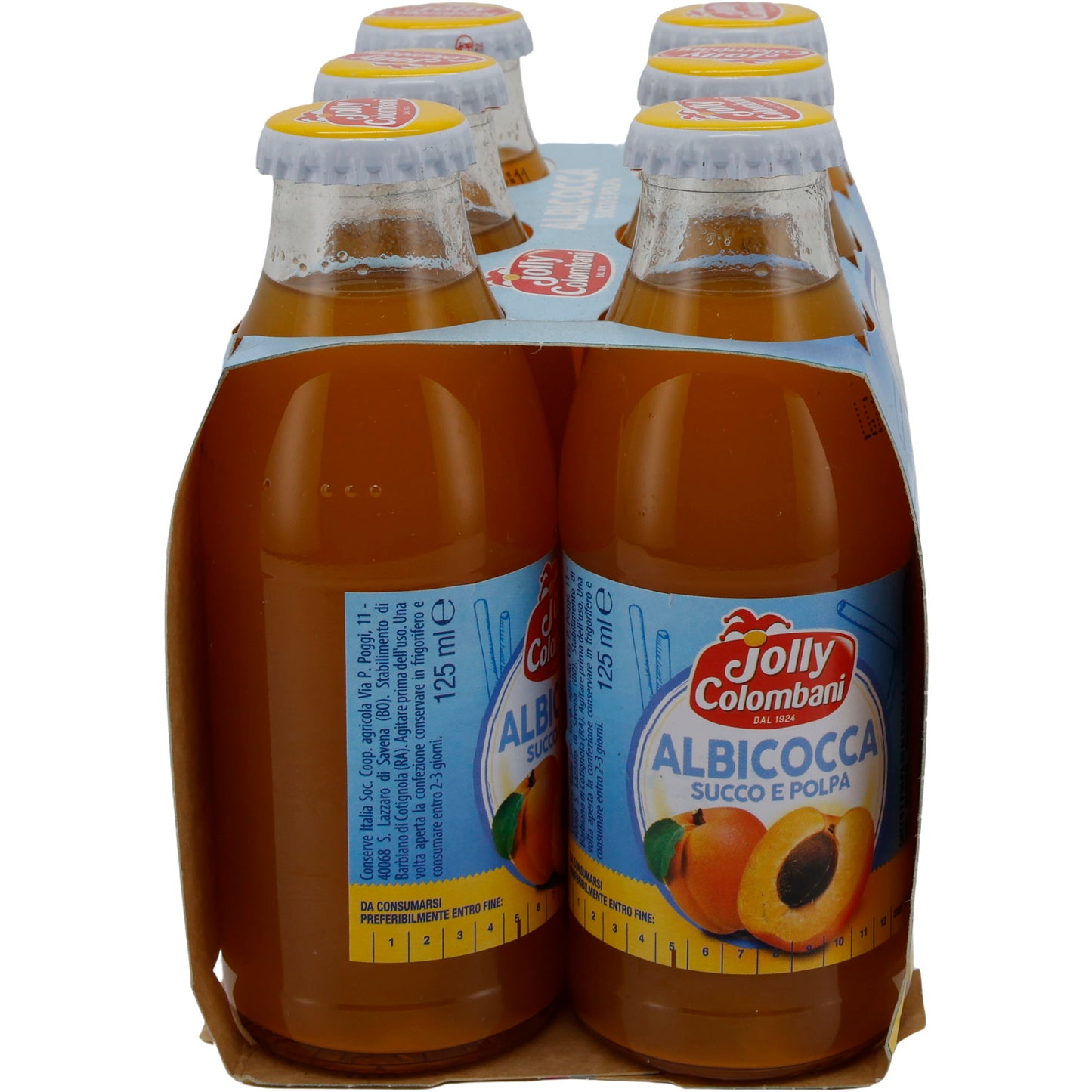 Fruchtsaft Jolly Colombani | Pesca Succo e Polpa | Aprikosensaft mit Fruchtfleisch | 750 ml (6x125 ml)